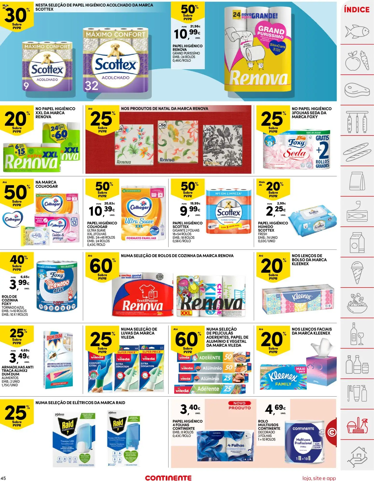 Continente folheto │ válido de 04.11.2025 | Página: 45 | Produtos: Luvas, Papel higiénico, Papel de alumínio