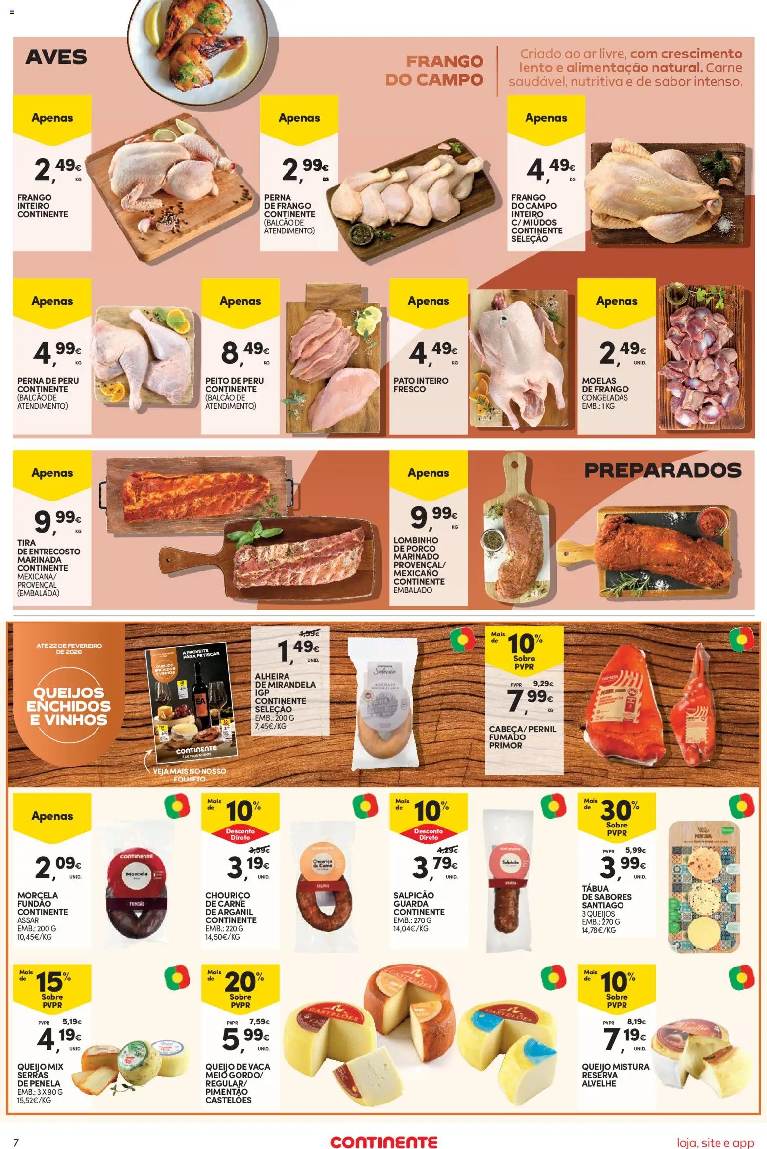 Continente Semanal Continente Bom Dia │ válido de 17.02.2026 | Página: 7 | Produtos: Tábua, Frango, Chouriço, Carne