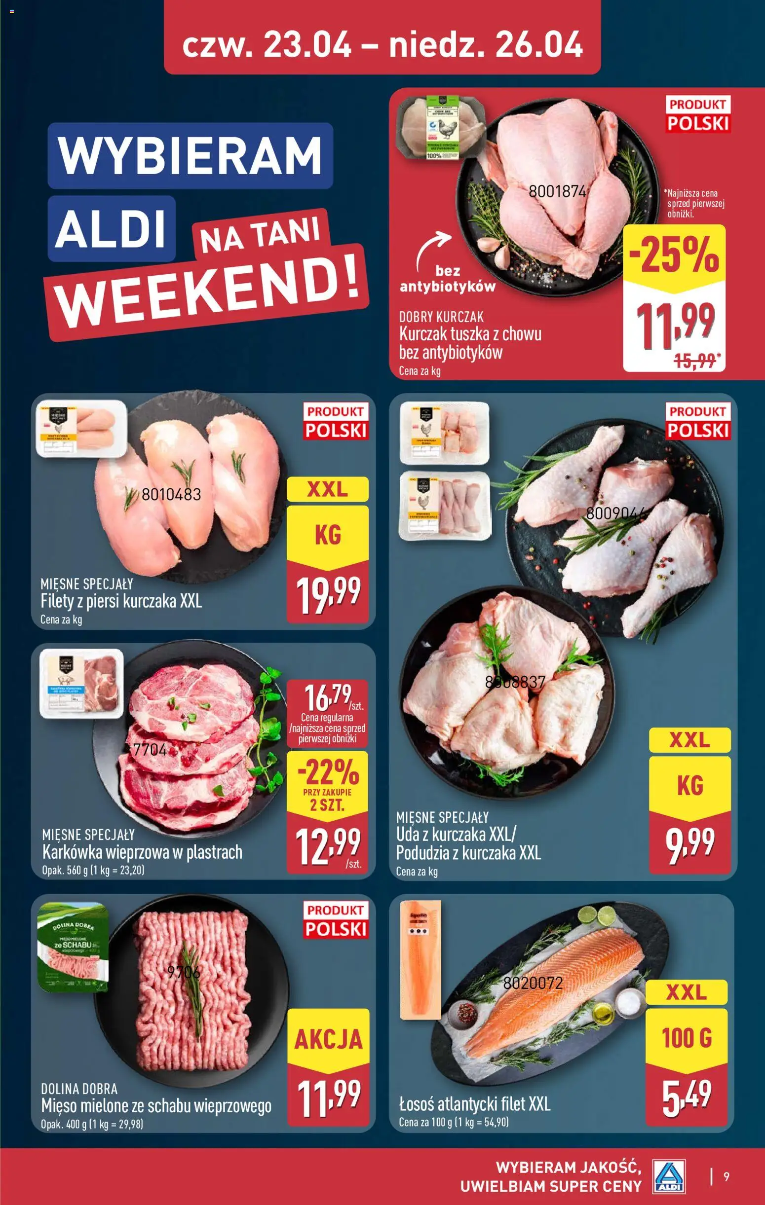 Aldi Polsko leták - Oferta weekendowa od 23.04.2026 | Strana: 9 | Produkty: Losos, Filet