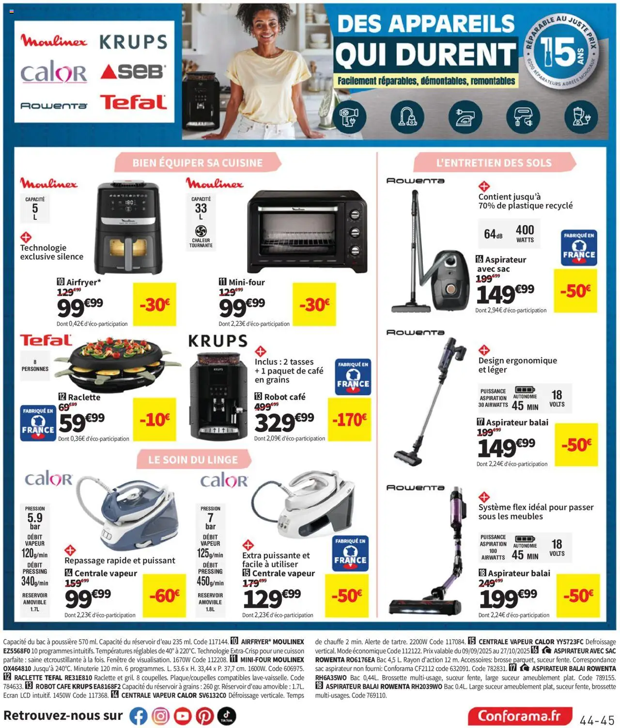 {H1} | Page: 45 | Produits: Centrale vapeur Calor, Brosse, Balai, Café