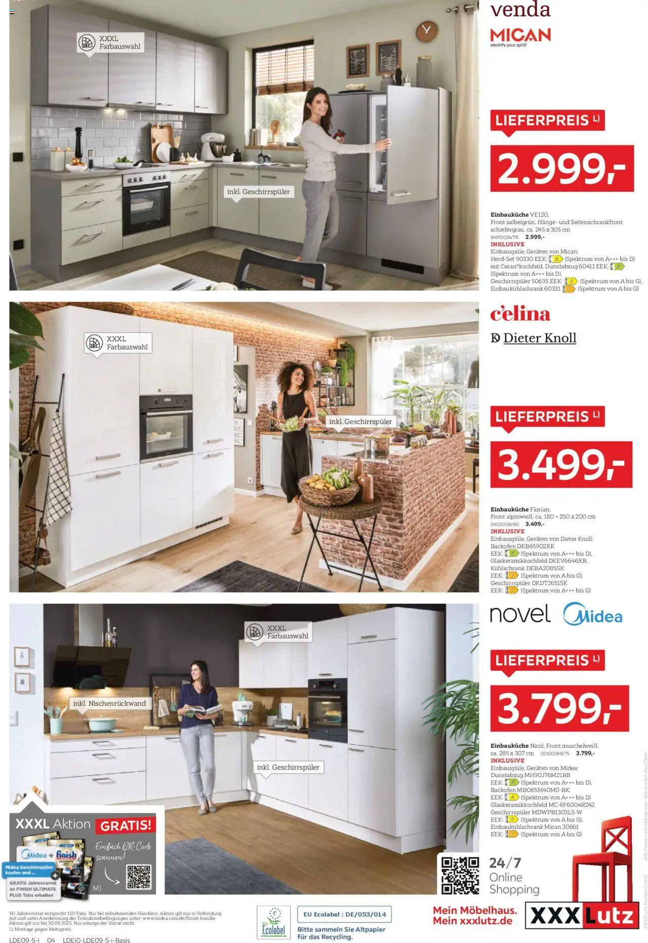 XXXL Lutz Nr. 1 bei Küchen - gültig ab dem 25.08.2025 | Seite: 4 | Produkte: Geschirrspüler, Einbauküche, Finish, Backofen