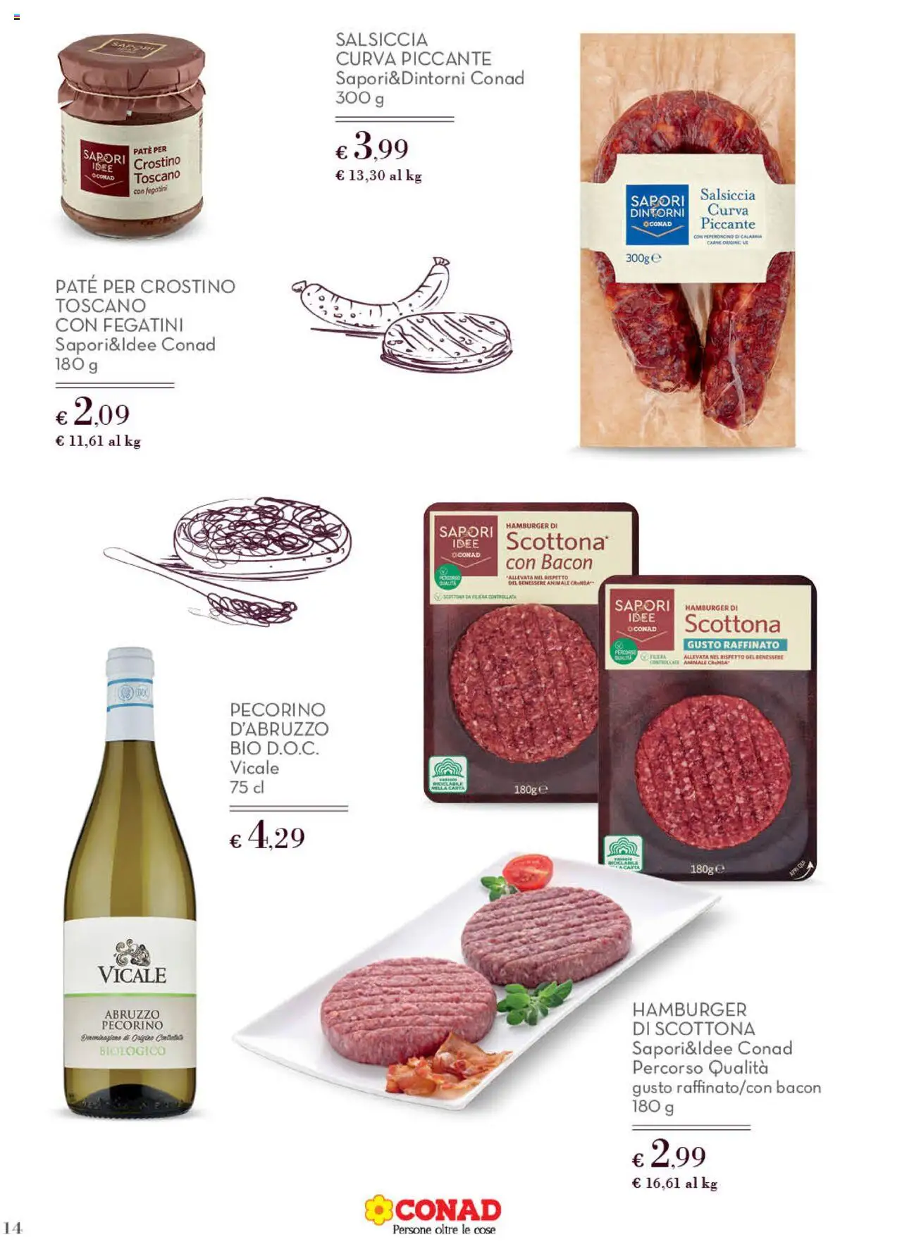 Volantino Conad del 10.09.2025 | Pagina: 14 | Prodotti: Paté, Salsiccia, Crostini, Pecorino