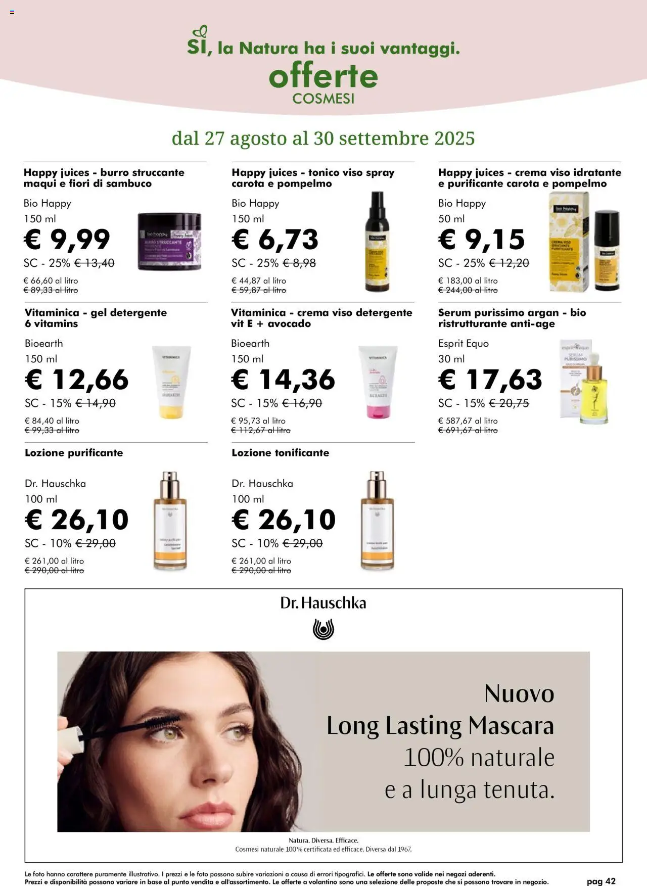 Volantino Natura Sì del 27.08.2025 | Pagina: 42 | Prodotti: Crema, Struccante, Crema viso, Pompelmo