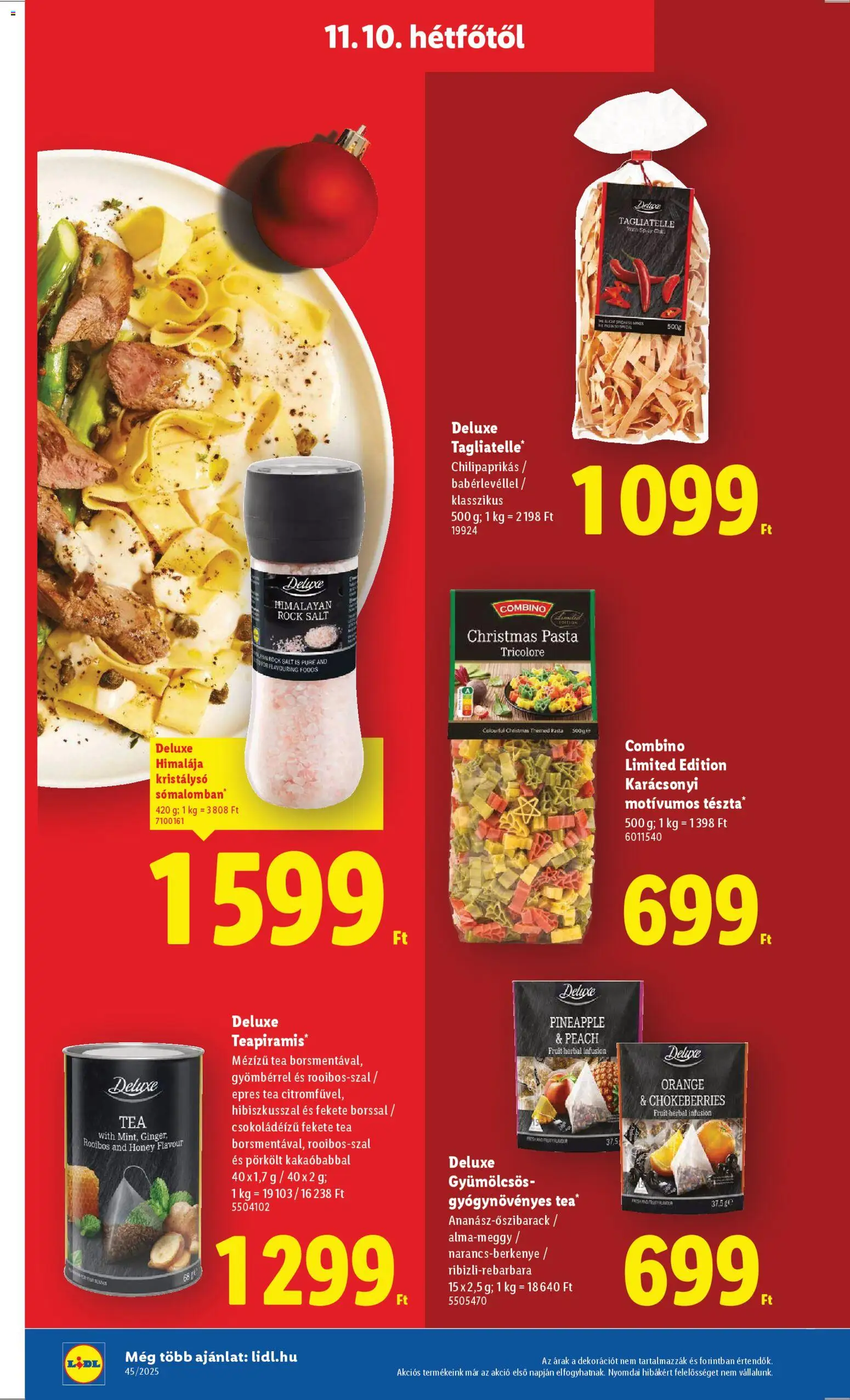 Lidl akciós ujság - amely érvényes a következő dátumtól: 06.11.2025 | Oldal: 20 | Termékek: Tea, Tészta