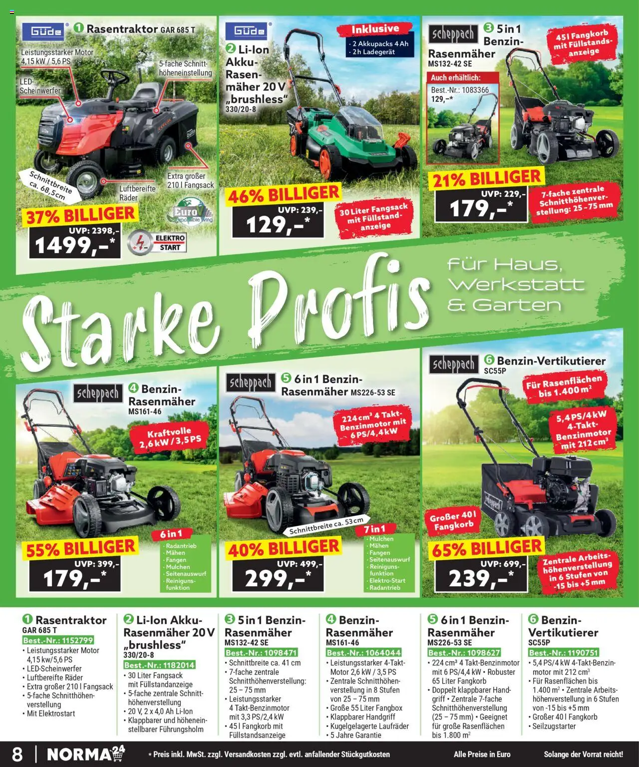 Norma - Bestellmagazin August 2025 - gültig ab dem 01.08.2025 | Seite: 8 | Produkte: Rasenmäher, Ladegerät