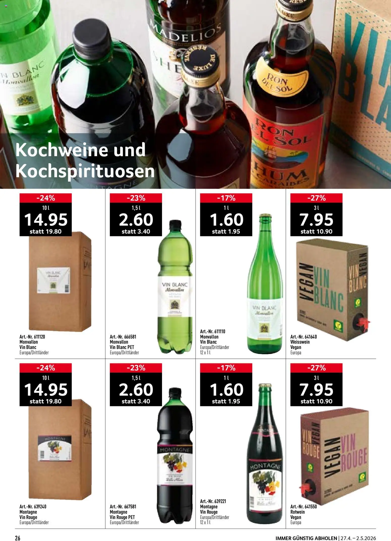 Prodega aktionen – gültig ab 27.04.2026 | Seite: 26 | Produkte: Weißwein, Rotwein, Rouge