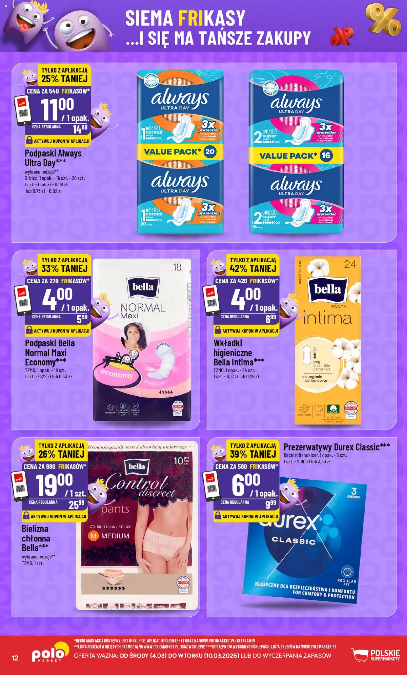 POLOmarket gazetka - Frikasowe Hity od 04.03.2026 | Strona: 12 | Produkty: Prezerwatywy, Bielizna, Podpaski always, Podpaski