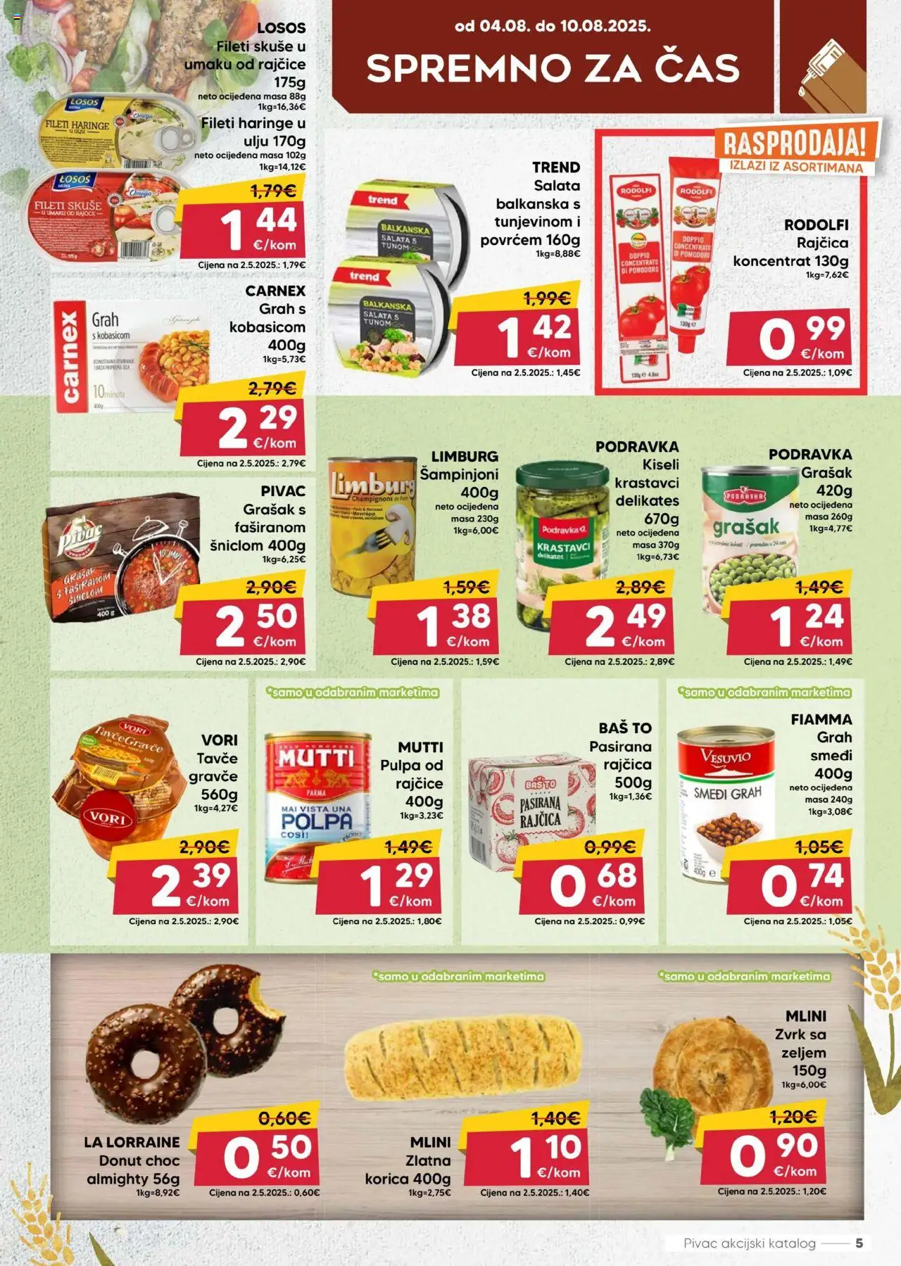 Pivac katalog | vrijedi od 04.08.2025 | Stranica: 5 | Proizvodi: Podravka, Rajčice, Šampinjoni, Salata