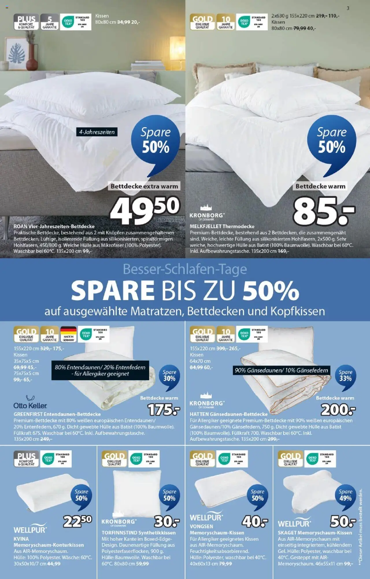Angebote JYSK - gültig ab dem 17.08.2025 | Seite: 3 | Produkte: Hülle, Kissen, Bettdecke, Kopfkissen