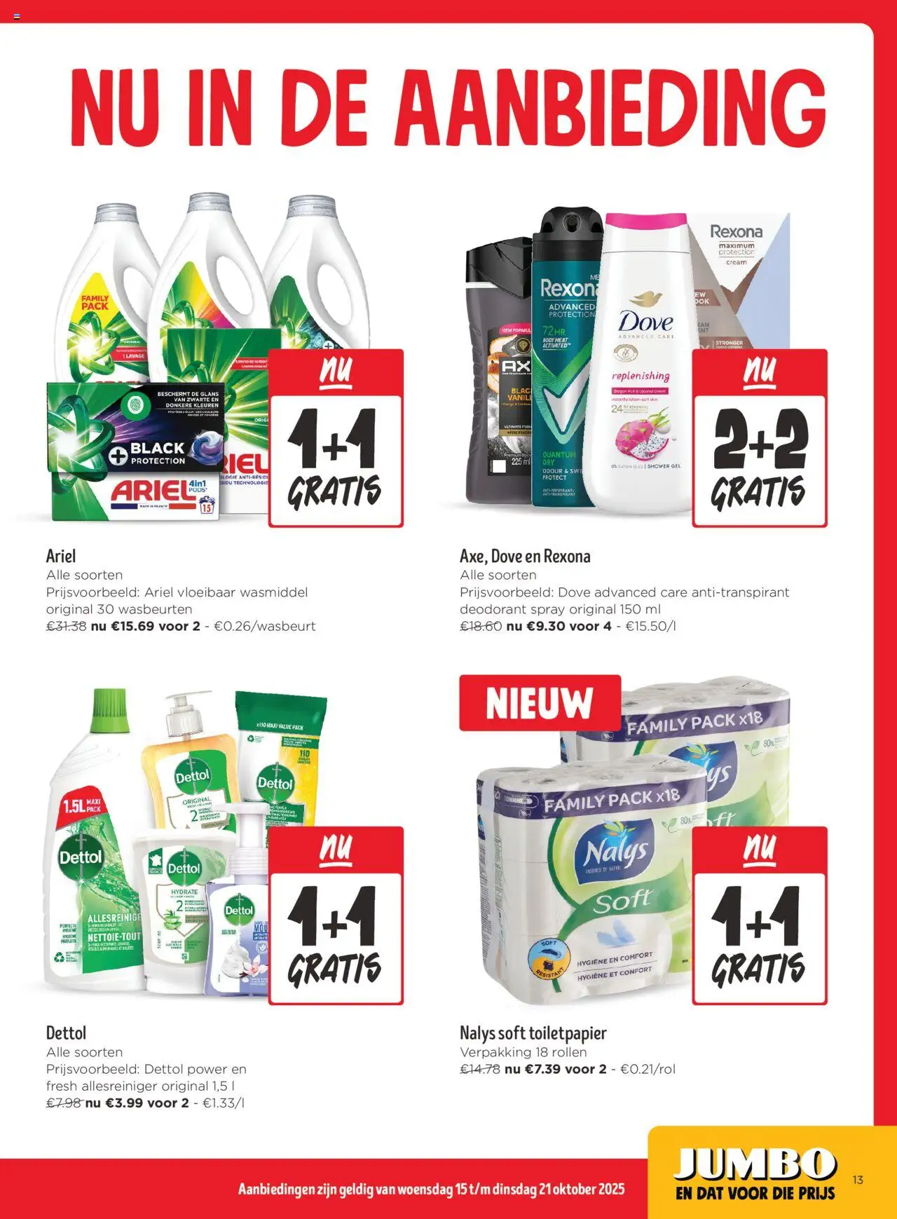 {H1} | Pagina: 13 | Producten: Allesreiniger, Toiletpapier, Antitranspirant, Wasmiddel