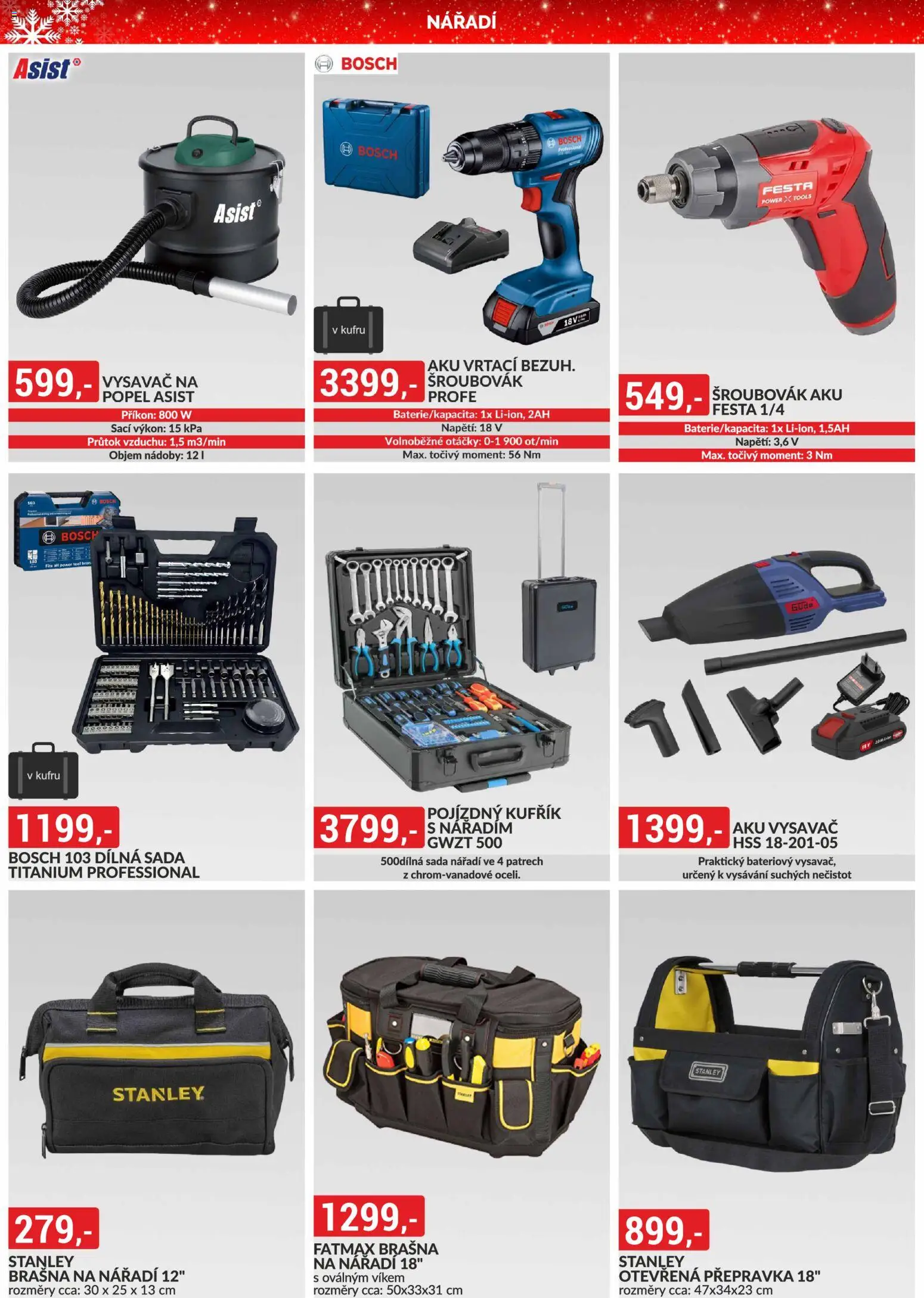 BAUMAX leták od 01.12.2025 | Strana: 33 | Produkty: Kufřík, Šroubovák, Aku vysavač, Nářadí