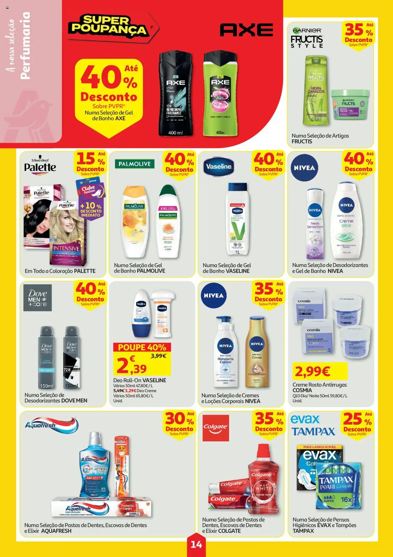 Auchan folheto │ válido de 31.07.2025 | Página: 14 | Produtos: Gel de banho, Leite, Banho, Creme