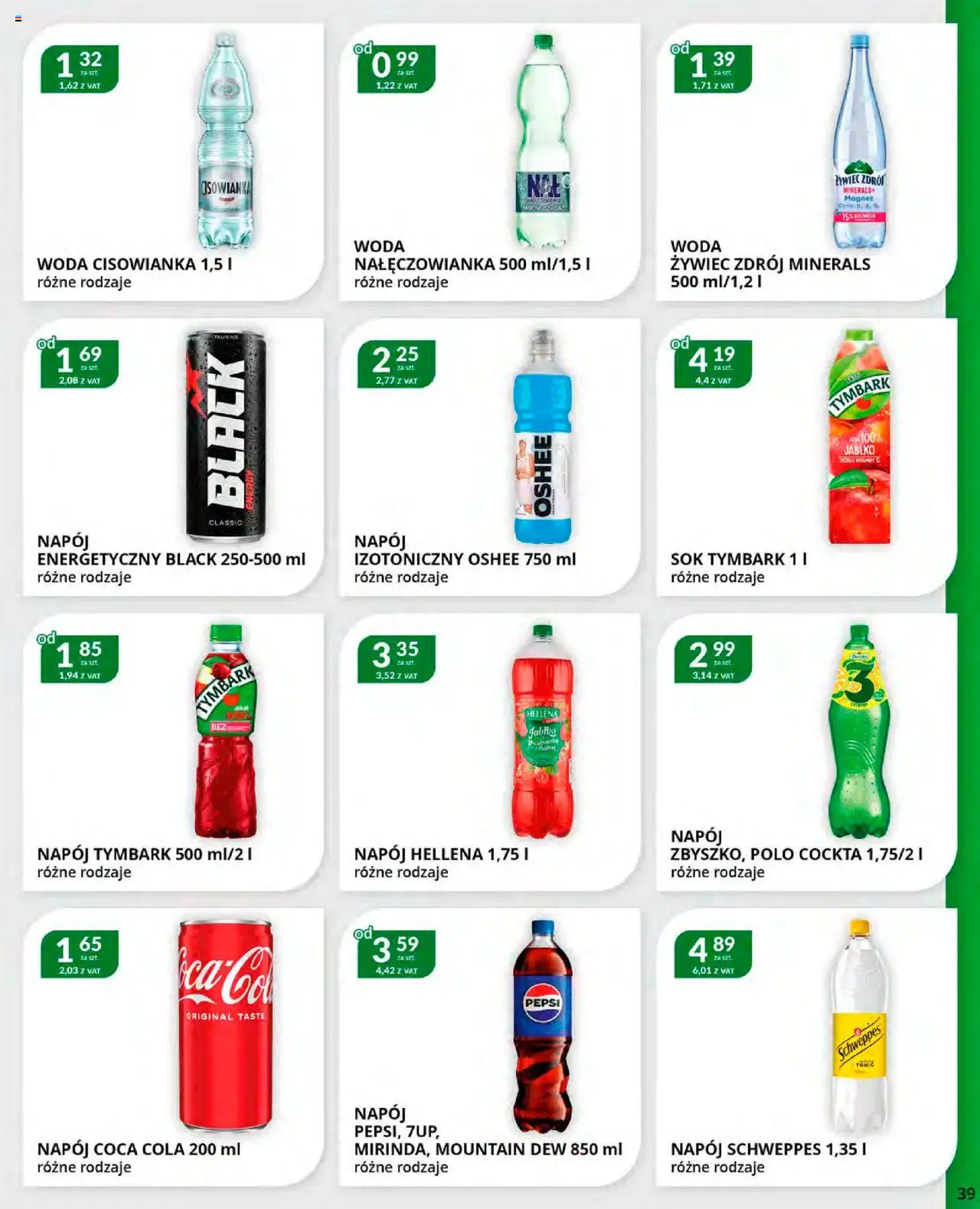 Eurocash Gazetka od 20.10.2025 | Strona: 39 | Produkty: Pepsi, Coca cola, Sok, Woda