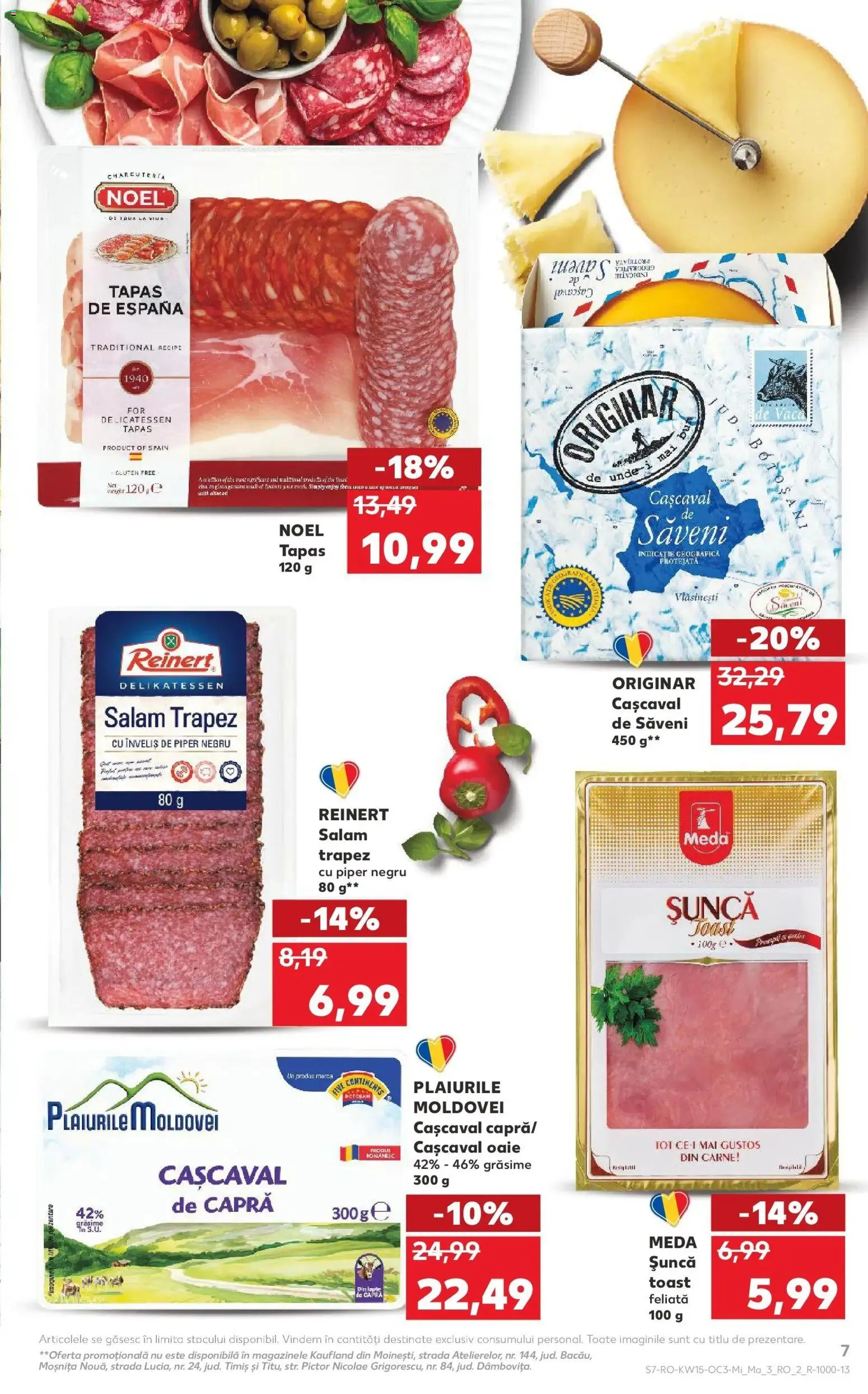 Noul catalog Kaufland – valabil de la 08.04.2026 | Pagină: 7 | Produse: Cașcaval, Salam, Șuncă, Piper