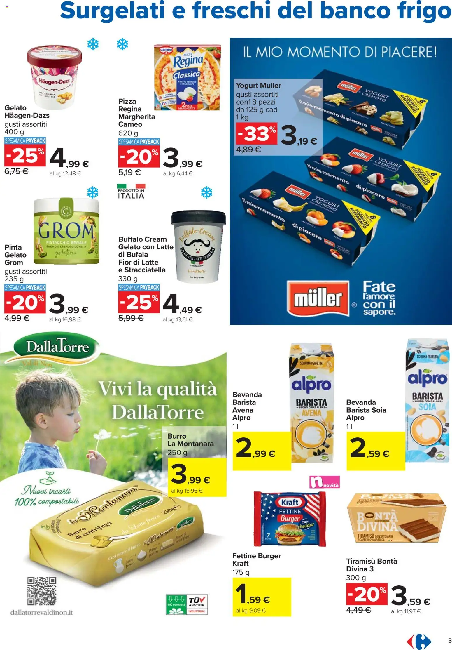 Volantino Carrefour del 30.10.2025 | Pagina: 3 | Prodotti: Pizza, Gelato, Burro, Stracciatella