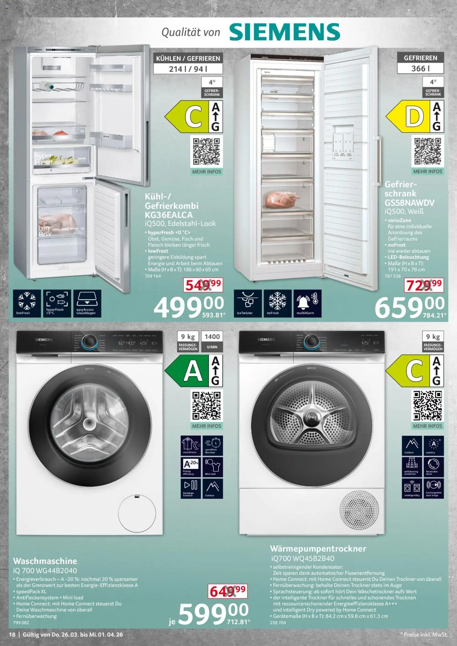 Selgros Non Food – gültig ab 26.03.2026 | Seite: 18 | Produkte: Siemens, Trockner, Schrank, Fisch