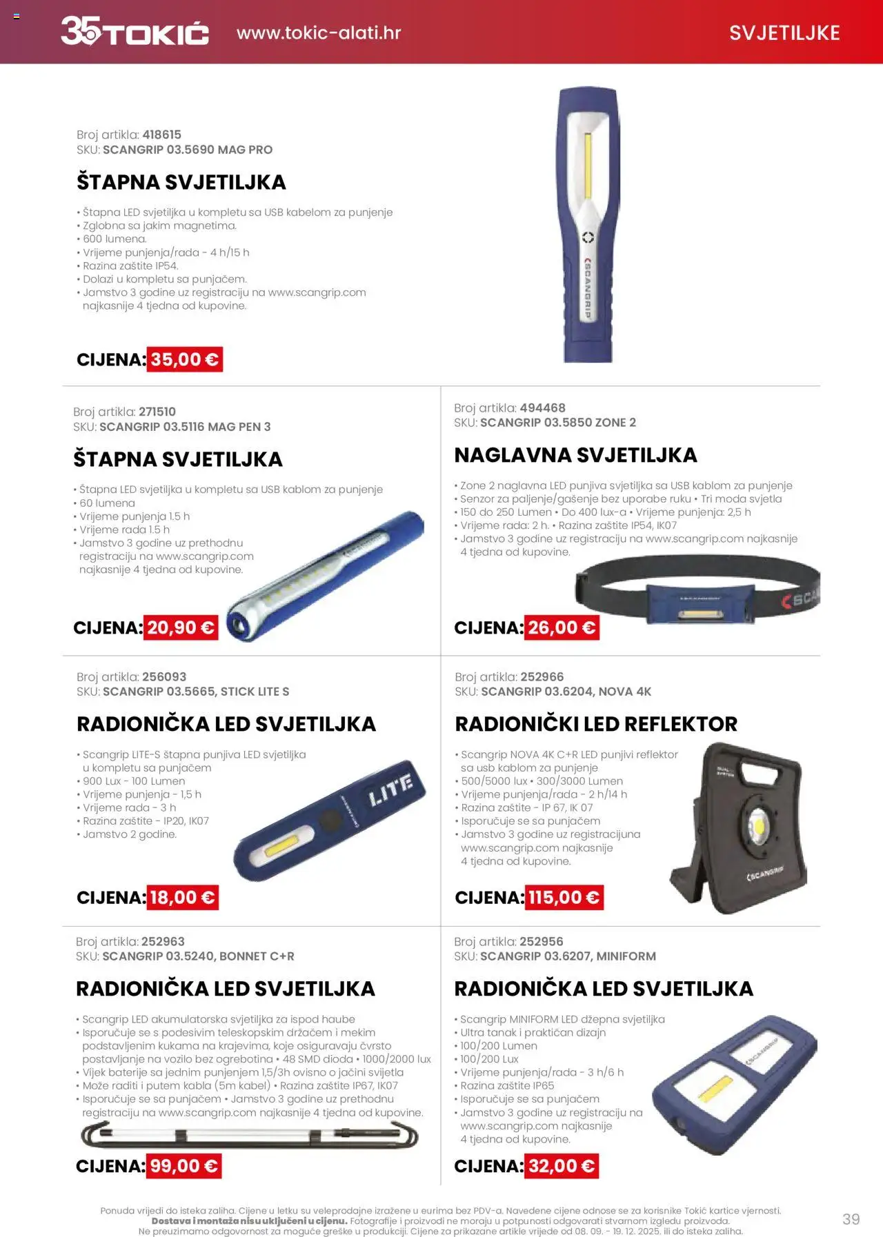 Tokić katalog | vrijedi od 08.09.2025 | Stranica: 39 | Proizvodi: Svjetiljka, Reflektor, Kabel, USB