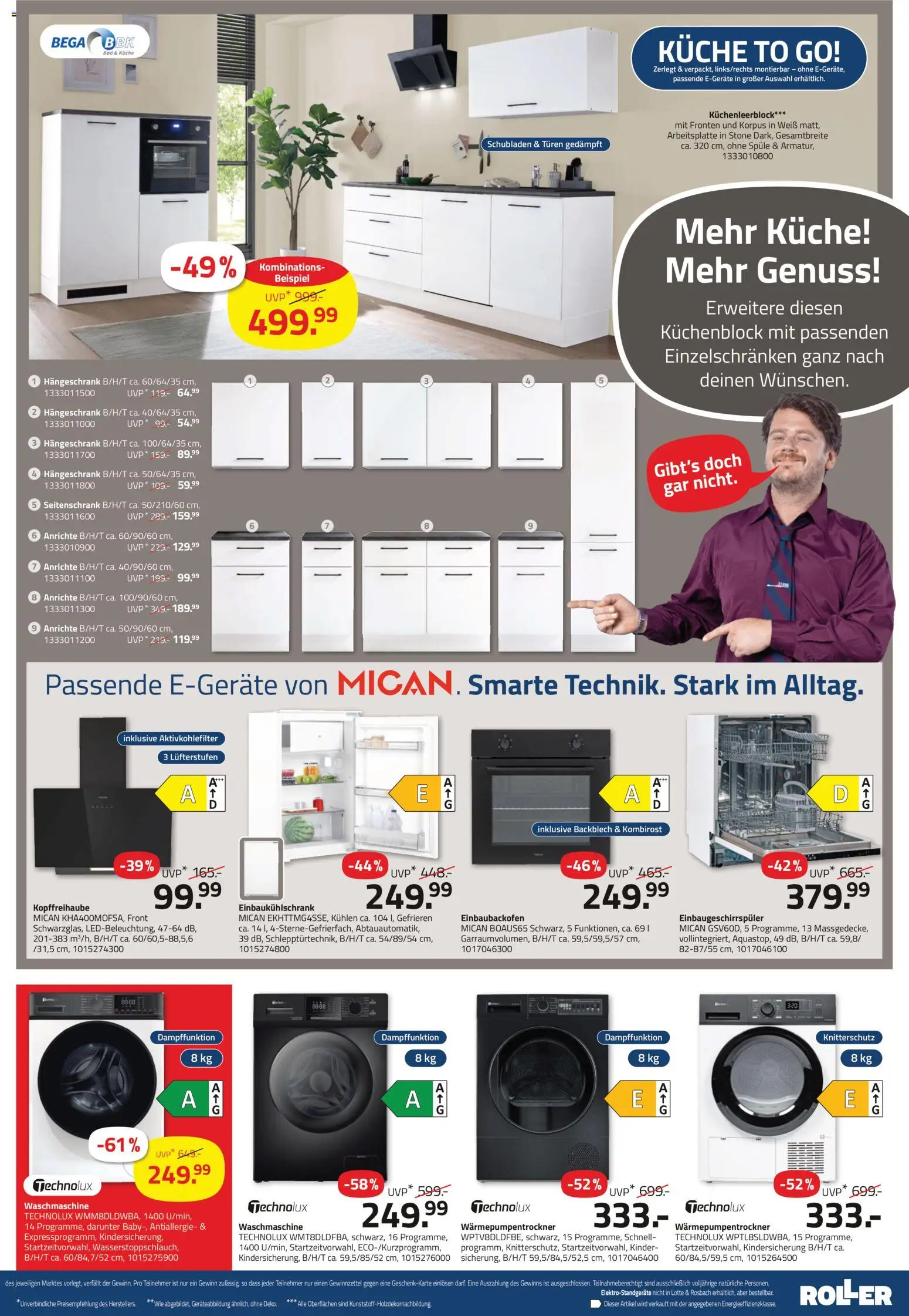 Roller Prospekt 	 – gültig ab 29.03.2026 | Seite: 3 | Produkte: Küchenblock, Anrichte, Küche, Waschmaschine