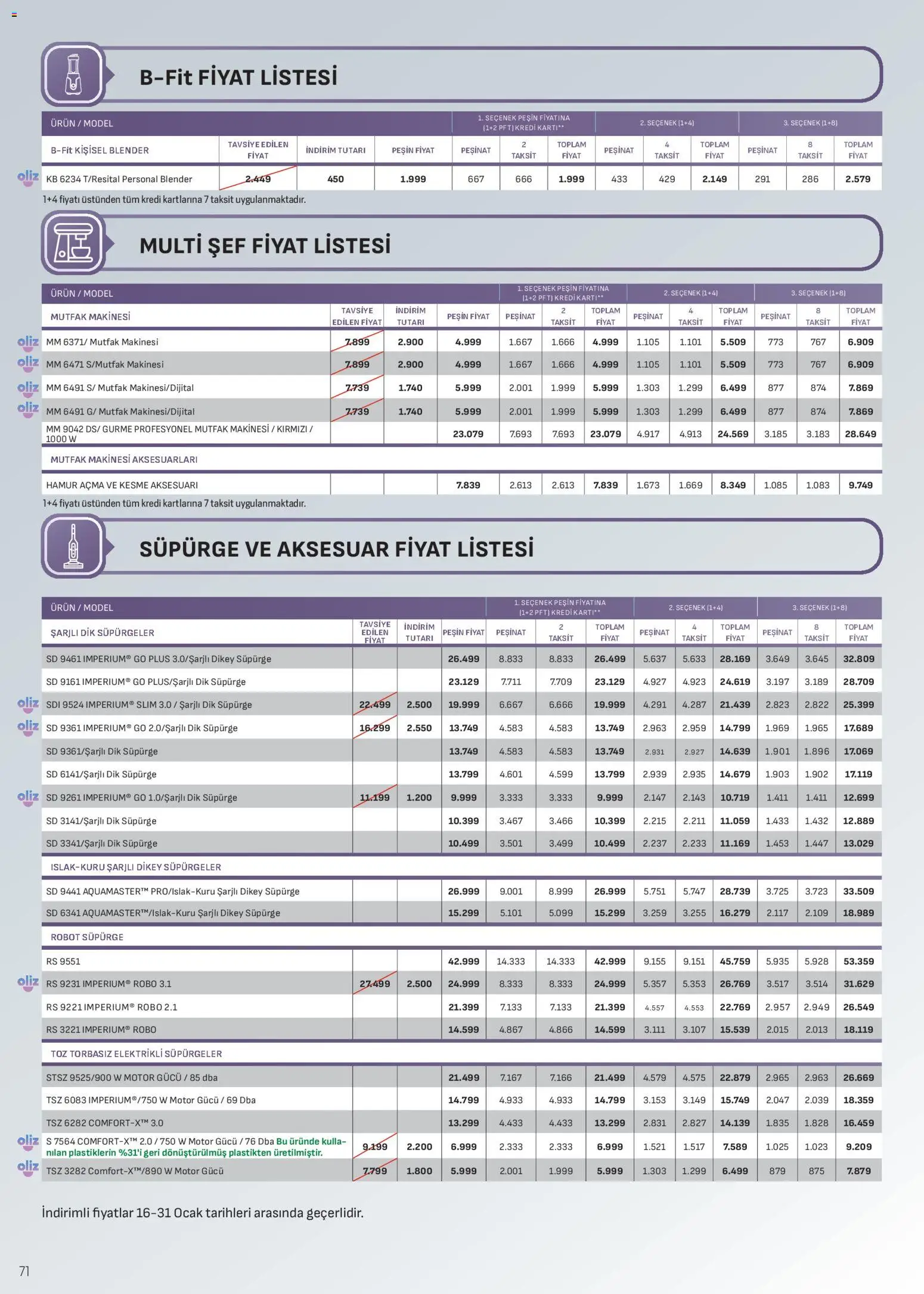 Arçelik Katalog - 01.01.2026 tarihinden itibaren geçerlidir | Sayfa: 71 | Ürünler: Robot, Blender, Robot süpürge, Ocak