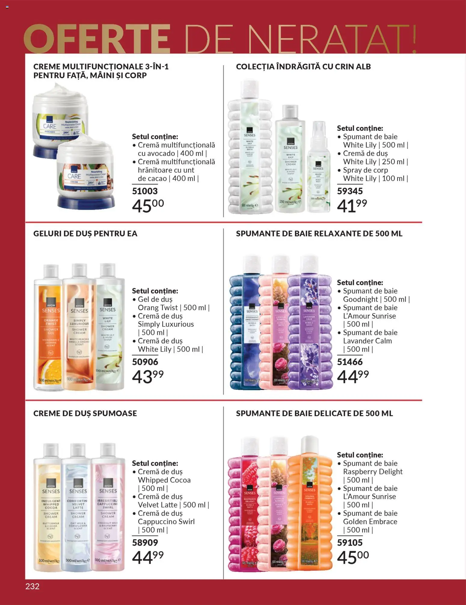 Noul catalog Avon – valabil de la 01.12.2025 | Pagină: 232 | Produse: Duș, Gel de duș, Avocado, Spumant de baie