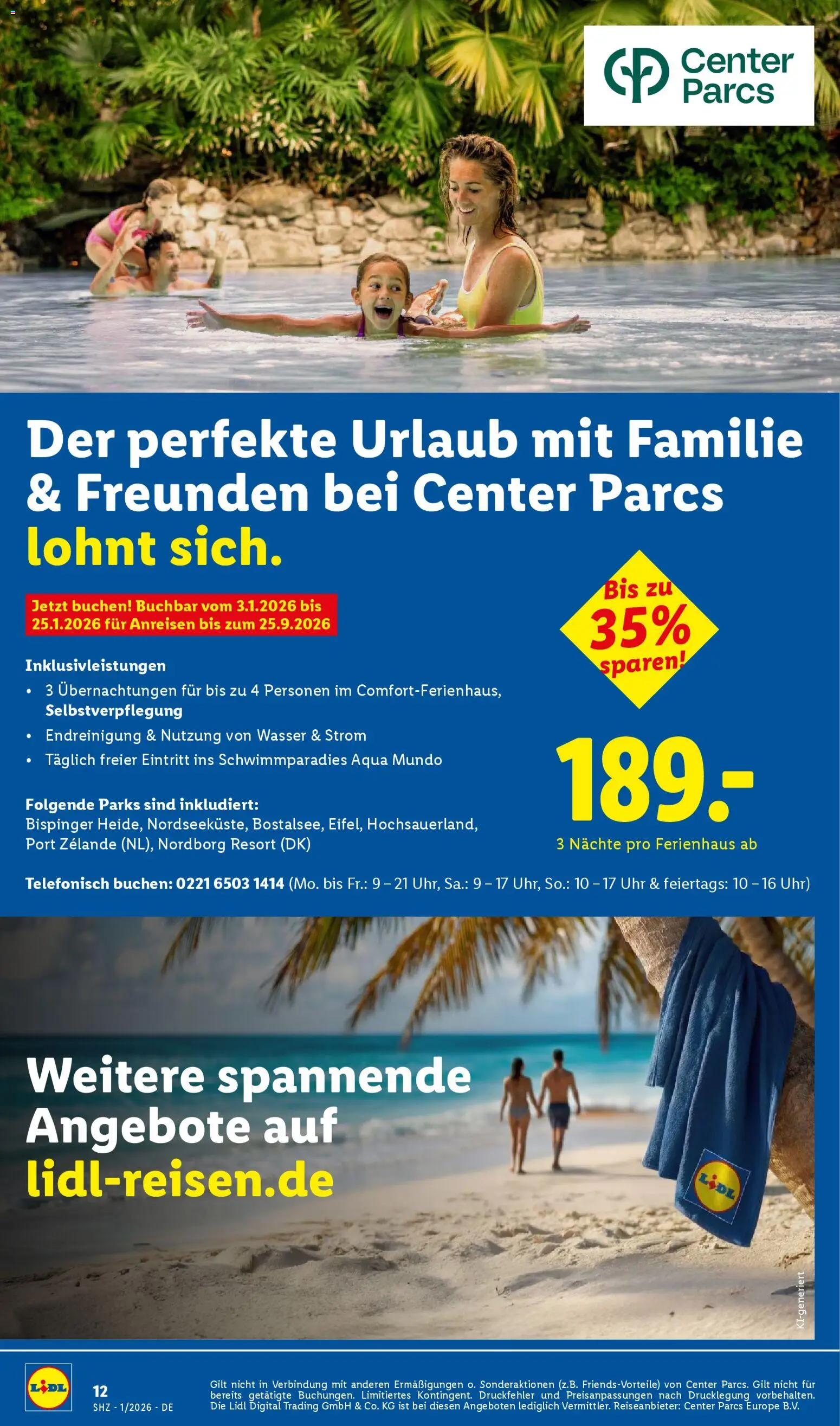 Lidl Reisen Januar Experiences – gültig ab 29.12.2025 | Seite: 12 | Produkte: Wasser, Uhr