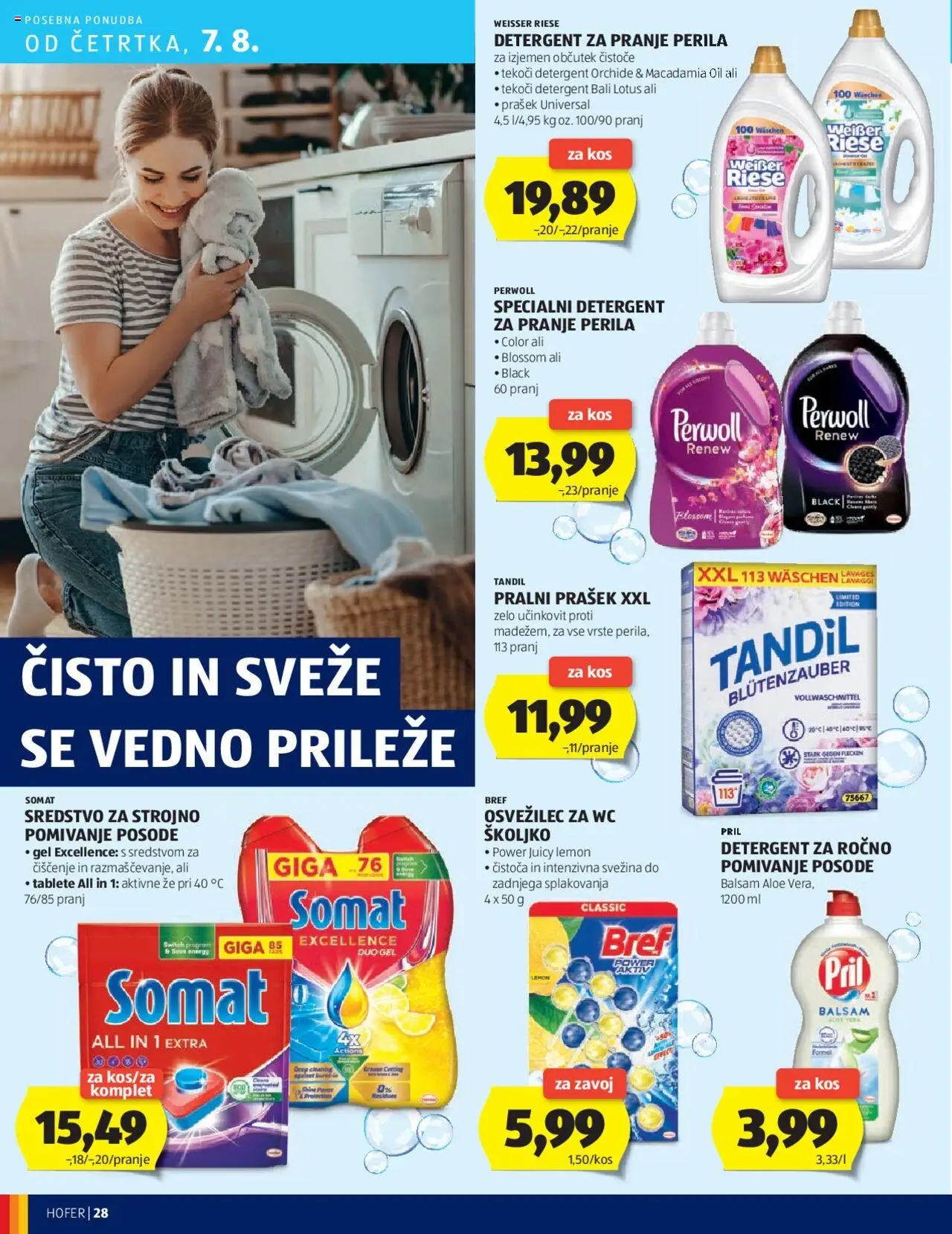 Hofer katalog │ velja od 31.07.2025 | Stran: 28 | Izdelki: Prašek, Pralni prašek, Kos, Detergent