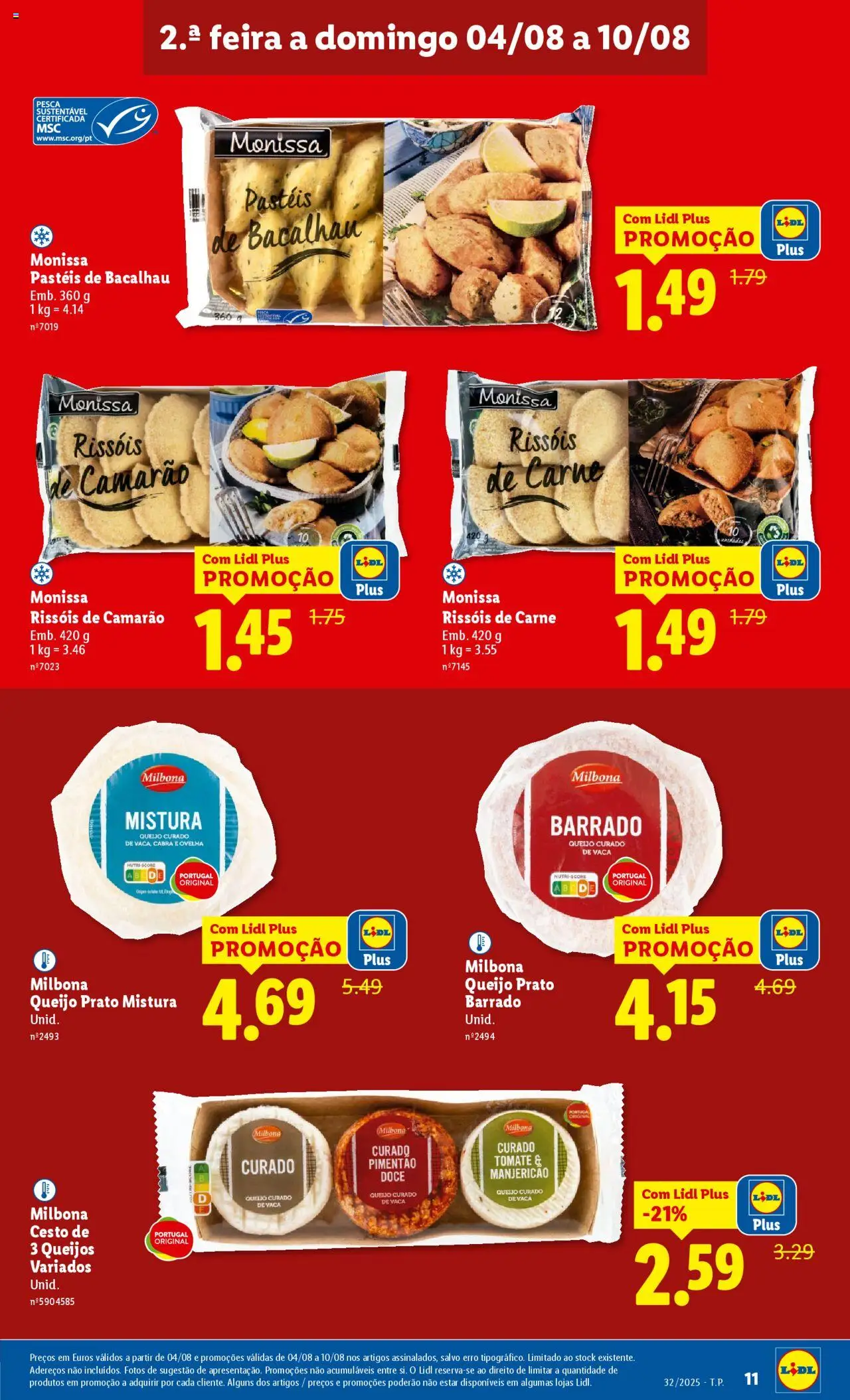 Lidl folheto │ válido de 04.08.2025 | Página: 11 | Produtos: Bacalhau, Pimentão, Queijo, Tomate