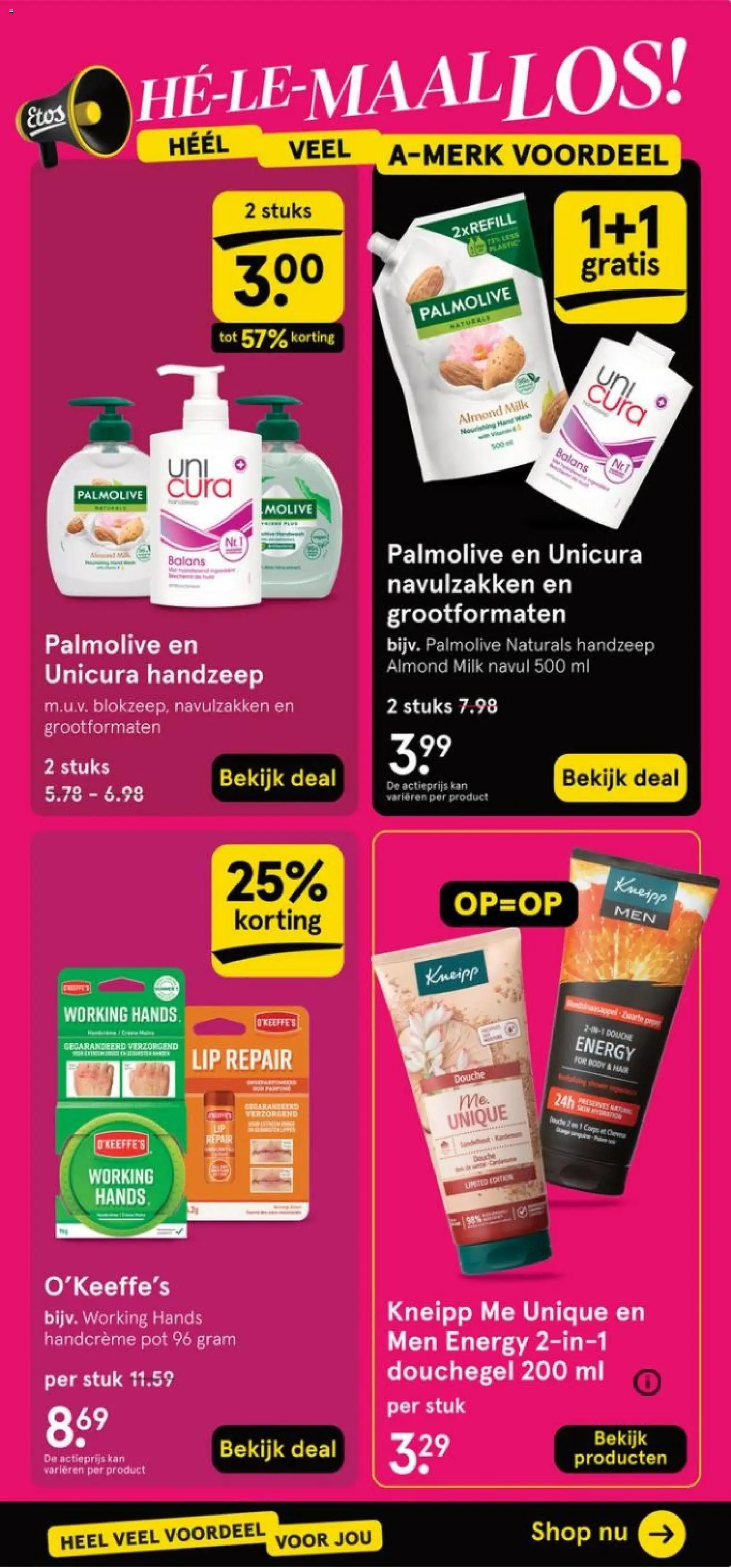 {H1} | Pagina: 15 | Producten: Kan, Douche, Handcrème, Douchegel