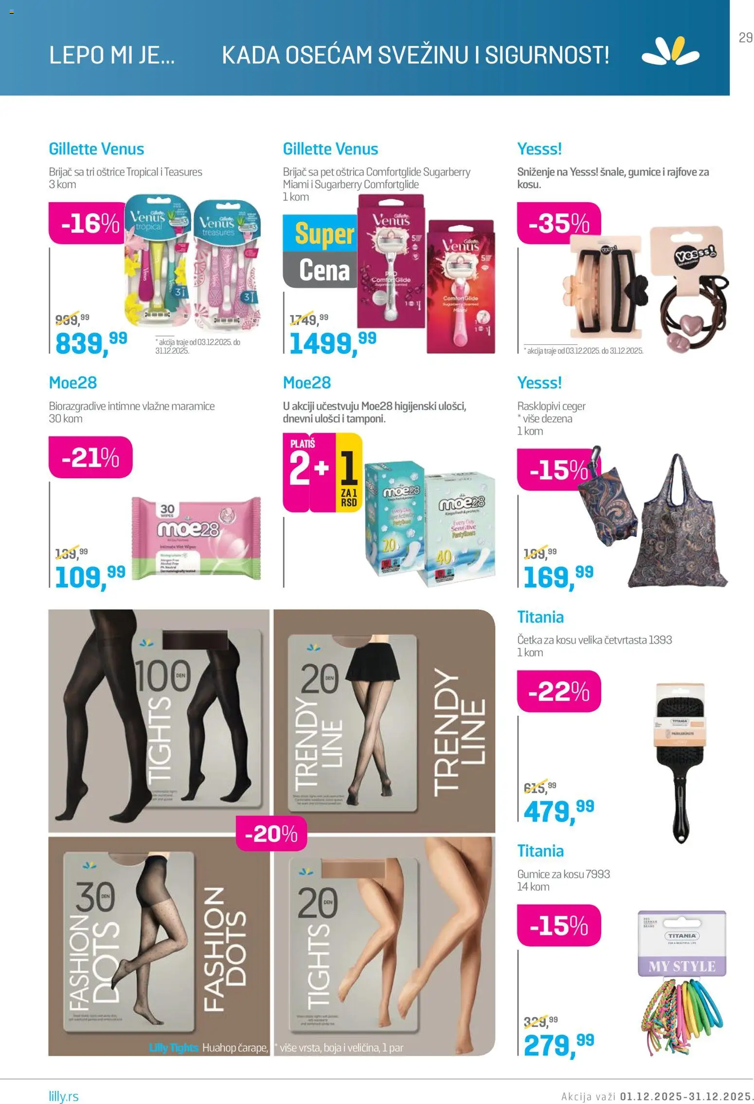 Lilly drogerie katalog - važi od 01.12.2025 | Strana: 29 | Proizvode: Gillette, Cetka za kosu, Četka, Vlažne maramice