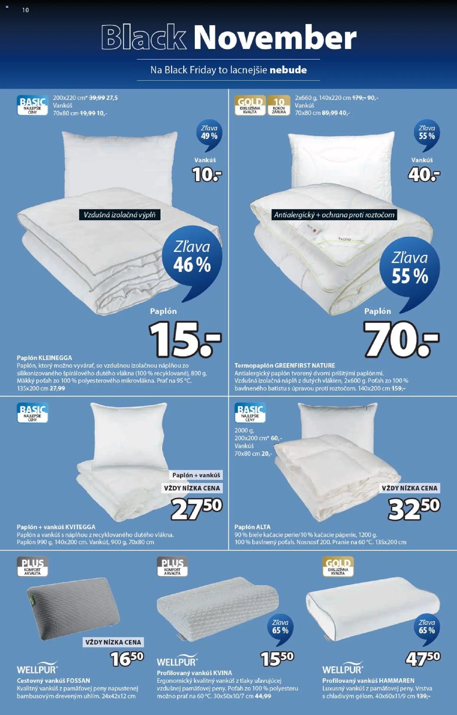 Nové JYSK akcie – leták je platný od 10.11.2025 | Strana: 10 | Produkty: Vankúš