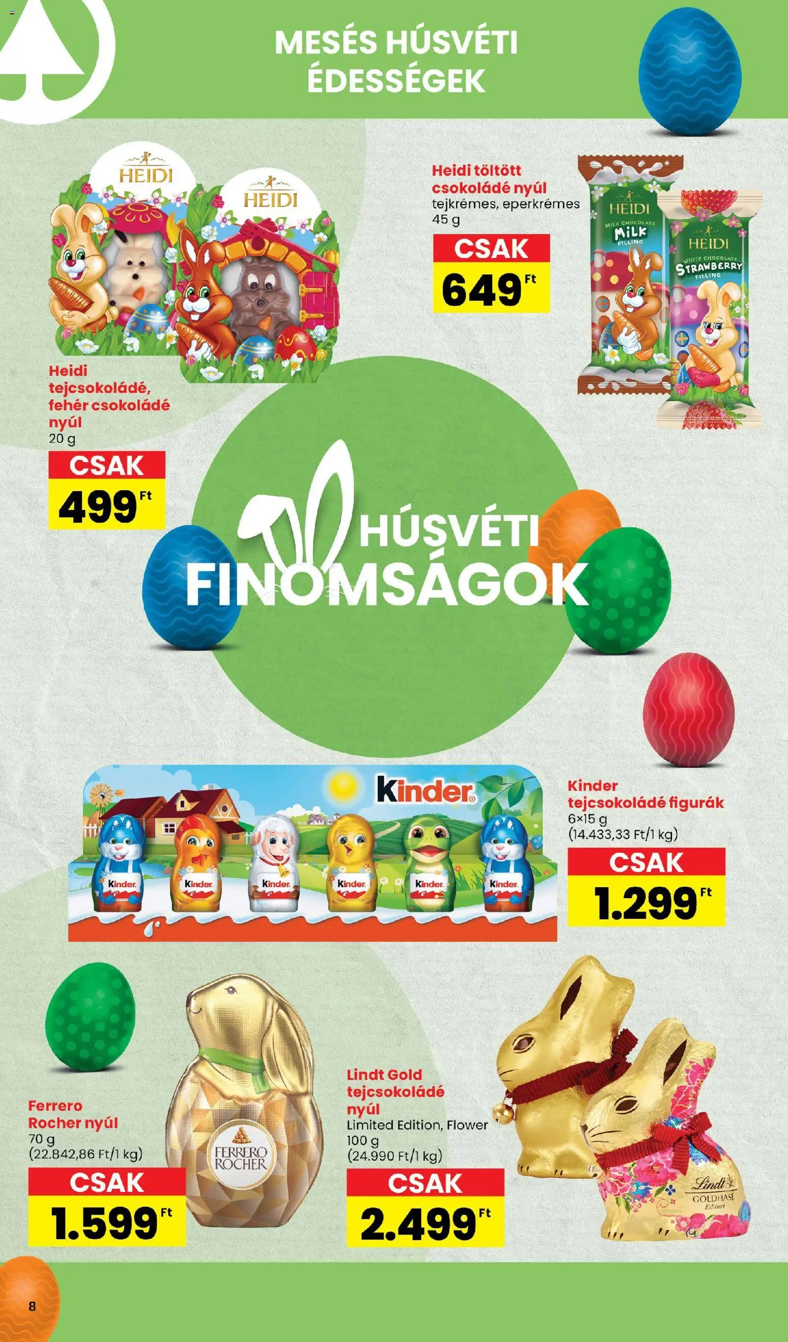 Spar akciós ujság - amely érvényes a következő dátumtól: 05.03.2026 | Oldal: 8 | Termékek: Édességek, Ferrero rocher, Tejcsokoládé, Csokoládé