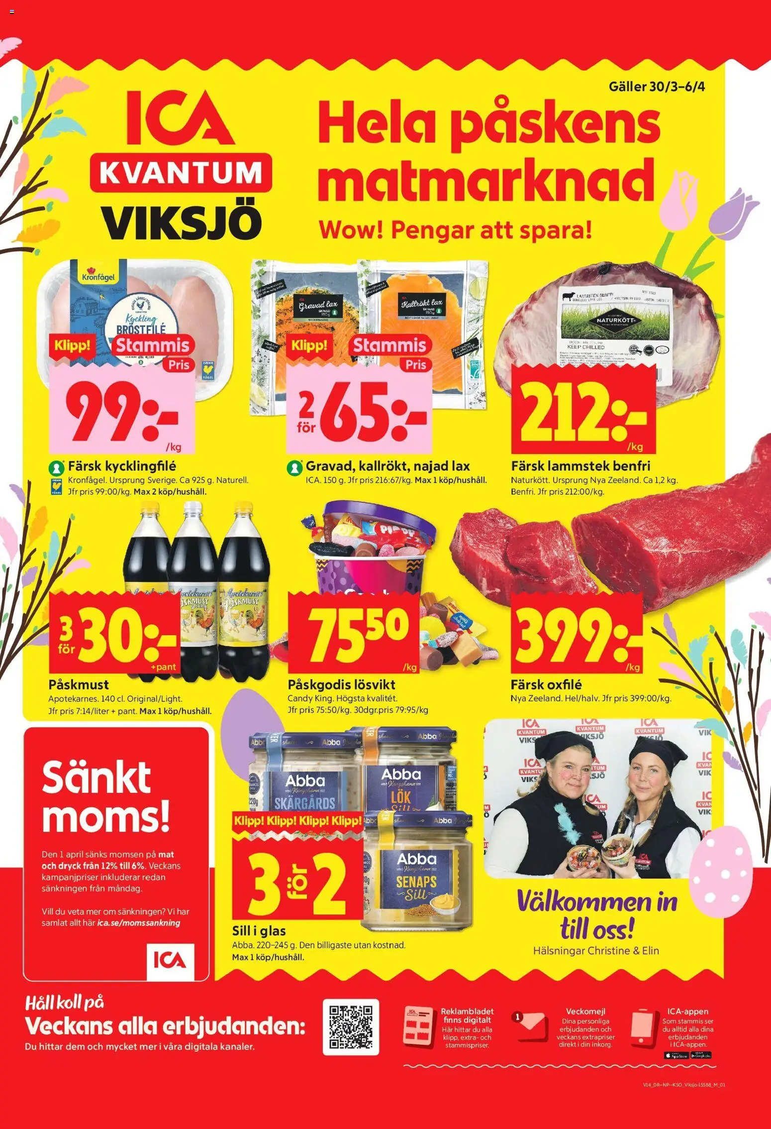 ICA Kvantum reklamblad aktuell från 30.03.2026 | Sida: 1 | Produkter: Kycklingfile, Galler, Sill, Oxfilé