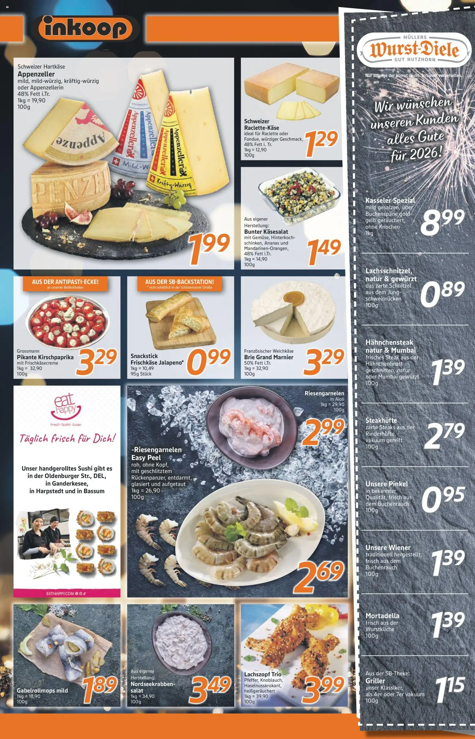 Inkoop Prospekt – gültig ab 29.12.2025 | Seite: 3 | Produkte: Schnitzel, Steak, Griller, Frischkase