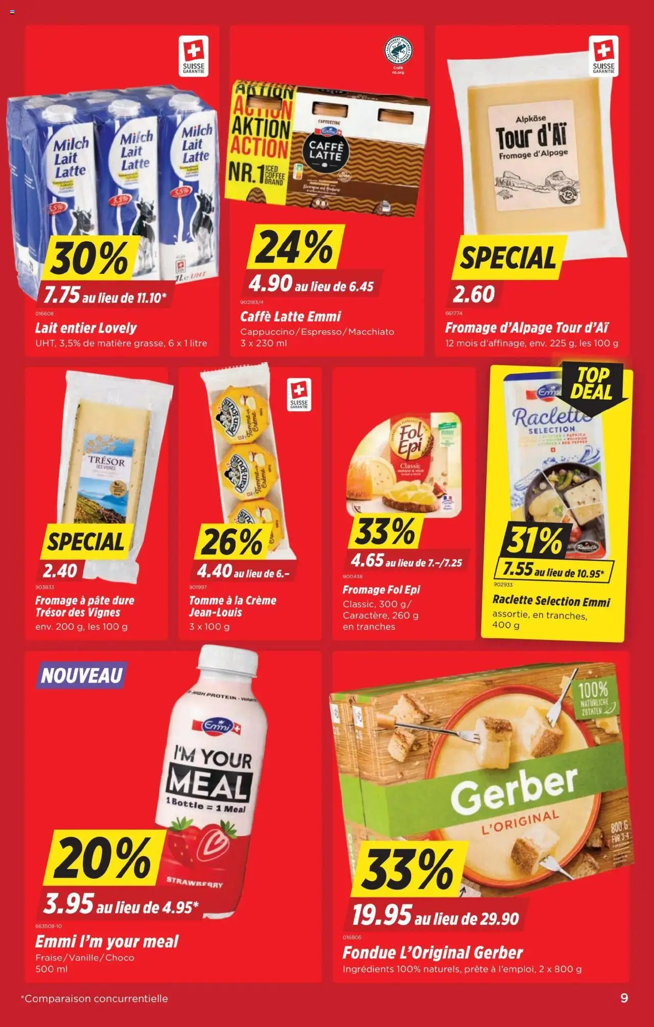 Denner Aktionen FR – gültig ab 30.09.2025 | Seite: 9 | Produkte: Milch, Raclette, Fondue, Creme