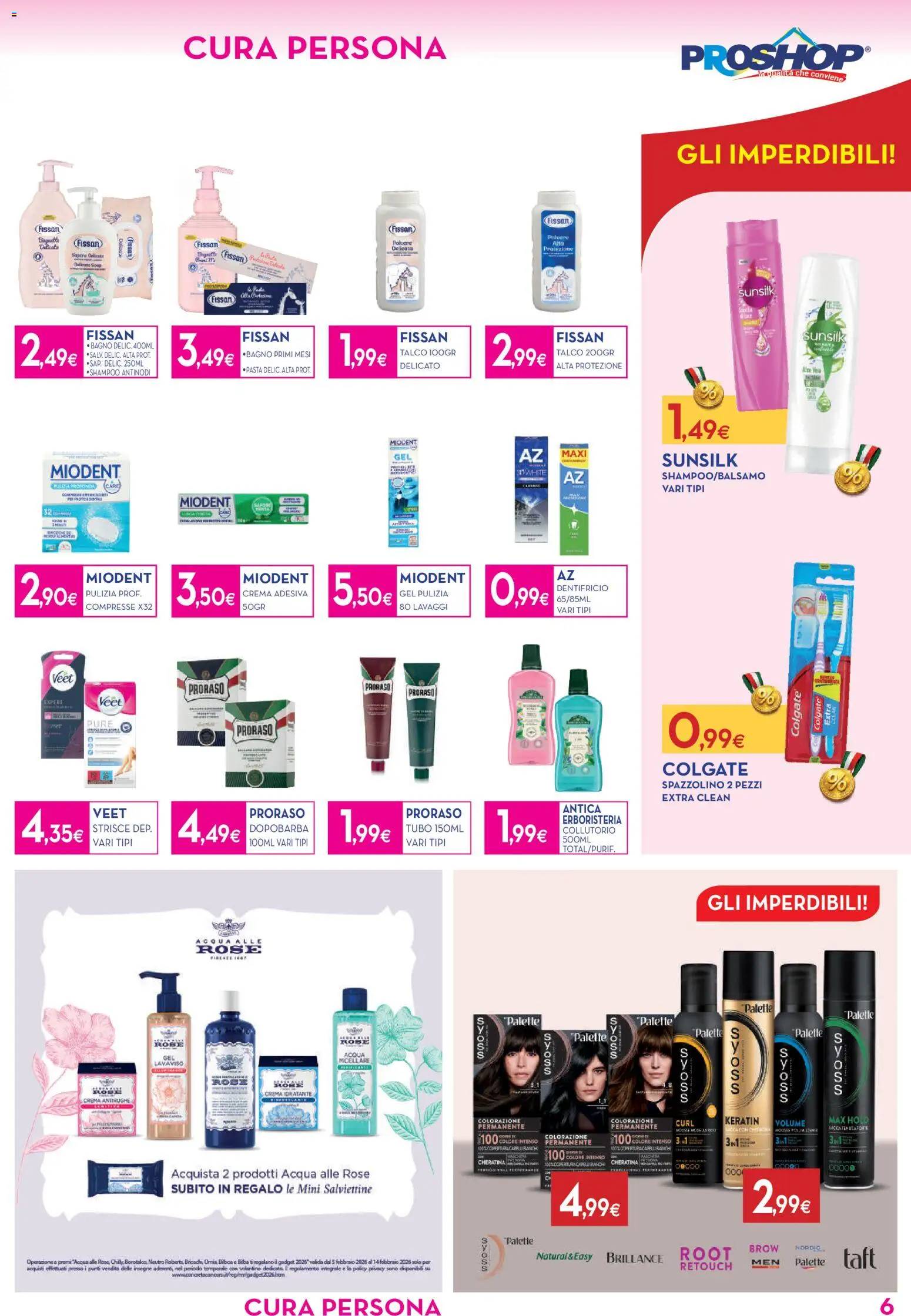 Volantino Proshop del 05.02.2026 | Pagina: 7 | Prodotti: Talco, Acqua, Pasta, Bagno
