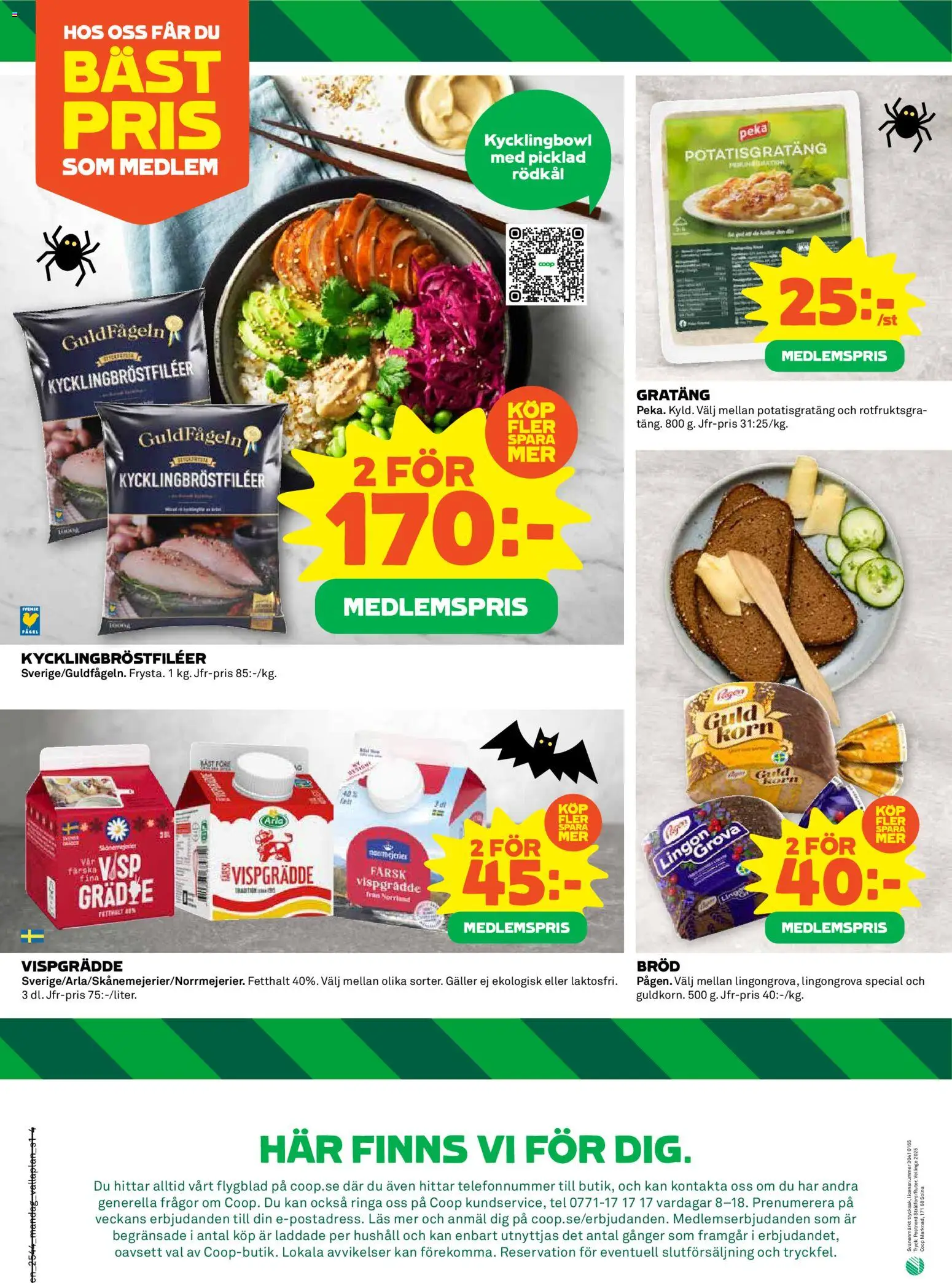 Coop reklamblad aktuell från 27.10.2025 | Sida: 4 | Produkter: Lingongrova, Galler, Potatisgratäng, Vispgrädde
