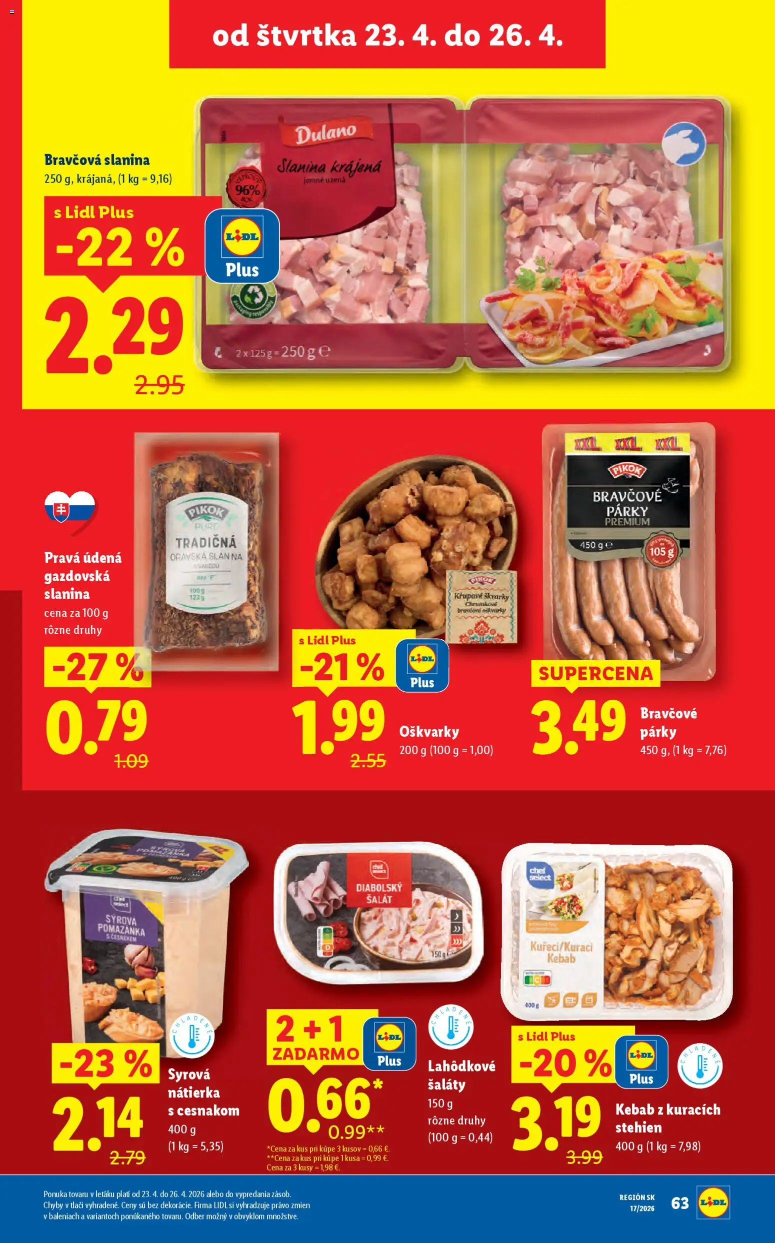 Nové Lidl akcie – leták je platný od 20.04.2026 | Strana: 73 | Produkty: Slanina, Šalát, Párky