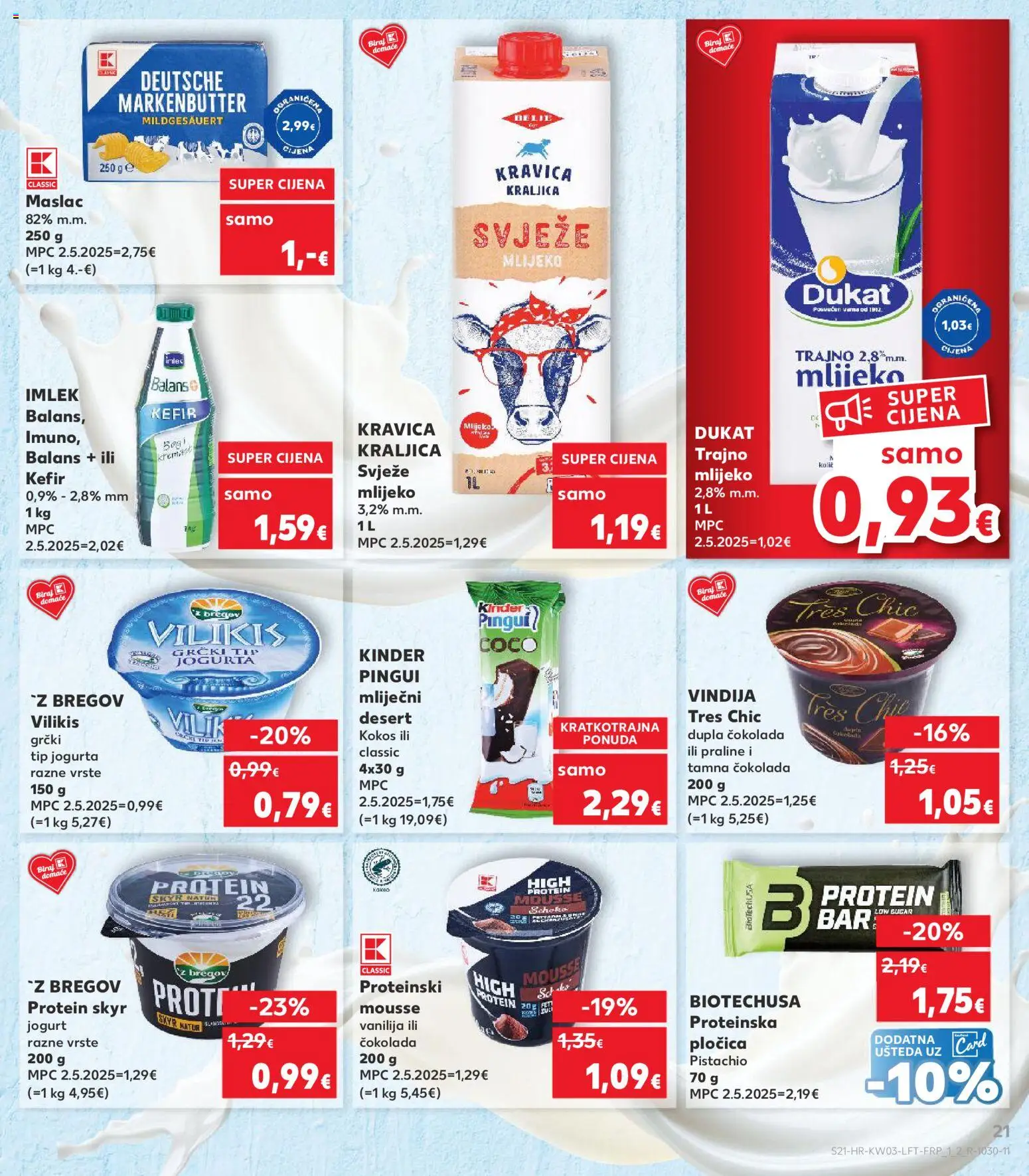 Kaufland HR akciós ujság - amely érvényes a következő dátumtól: 14.01.2026 | Oldal: 21 | Termékek: Kefir, Protein, Praliné