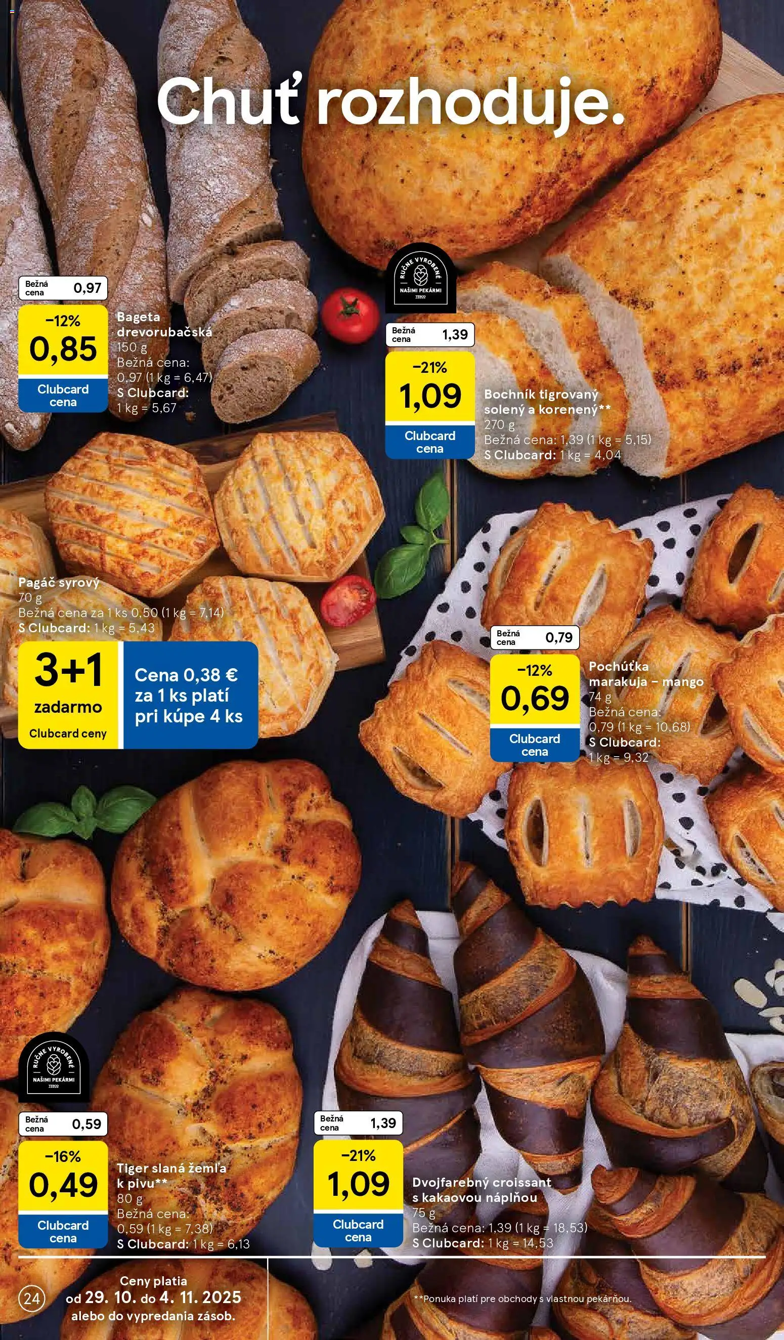 Nové Tesco akcie – leták je platný od 29.10.2025 | Strana: 24 | Produkty: Croissant, Mango