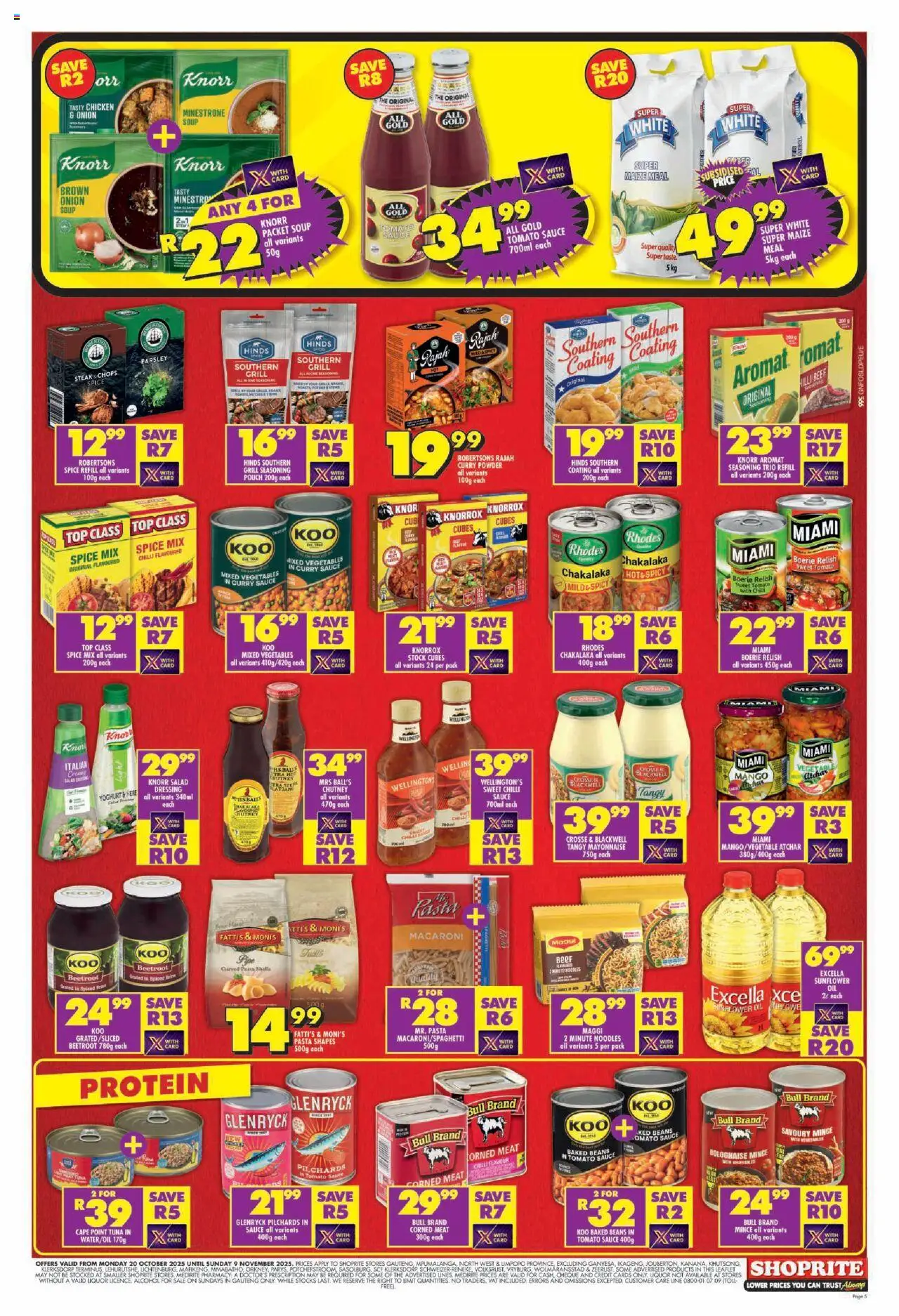 New Shoprite catalogue – valid from 20.10.2025 | Page: 5 | Products: Chutney, Steak, Pasta, Soup