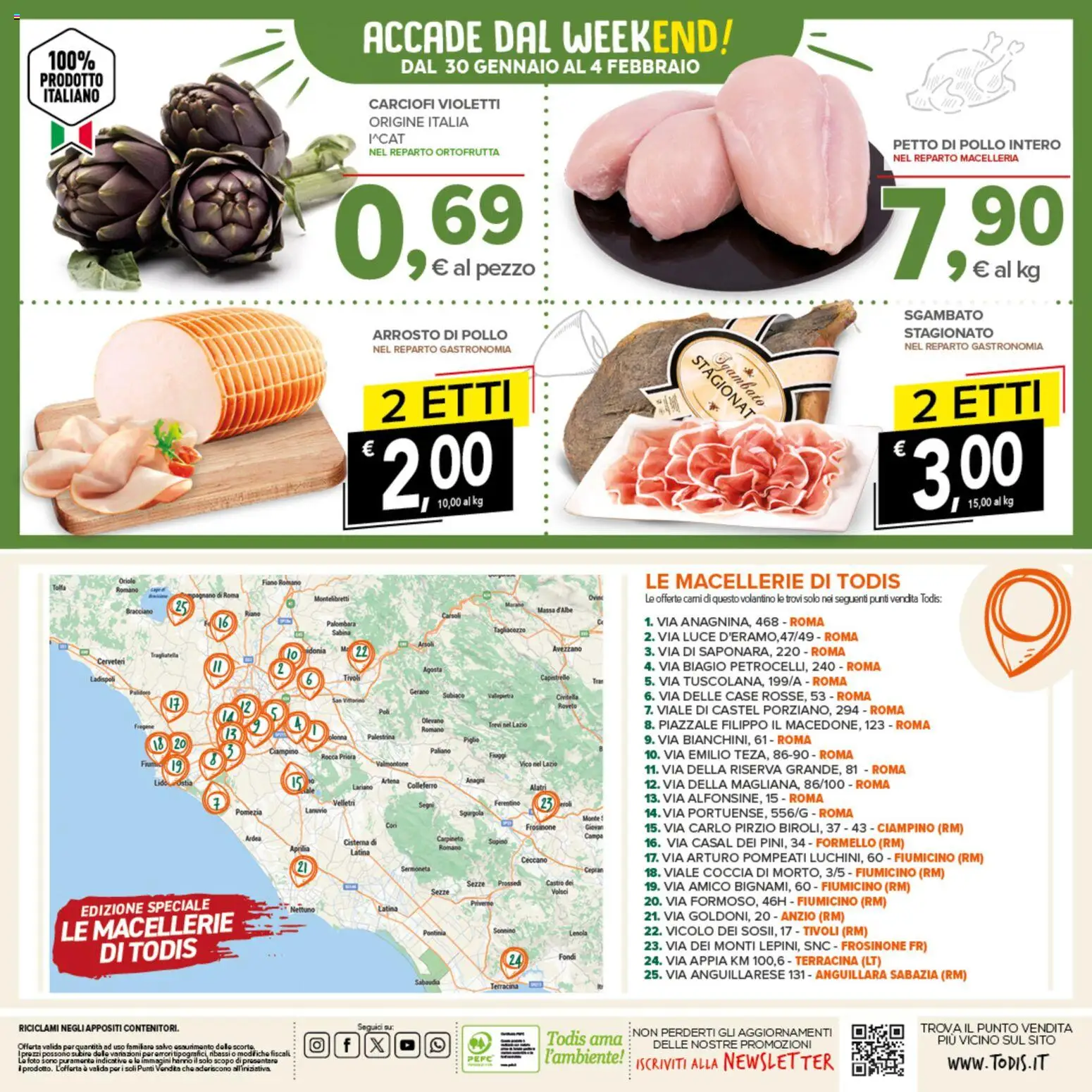 Volantino Todis del 22.01.2026 | Pagina: 20 | Prodotti: Petto di Pollo, Arrosto, Pollo, Carciofi