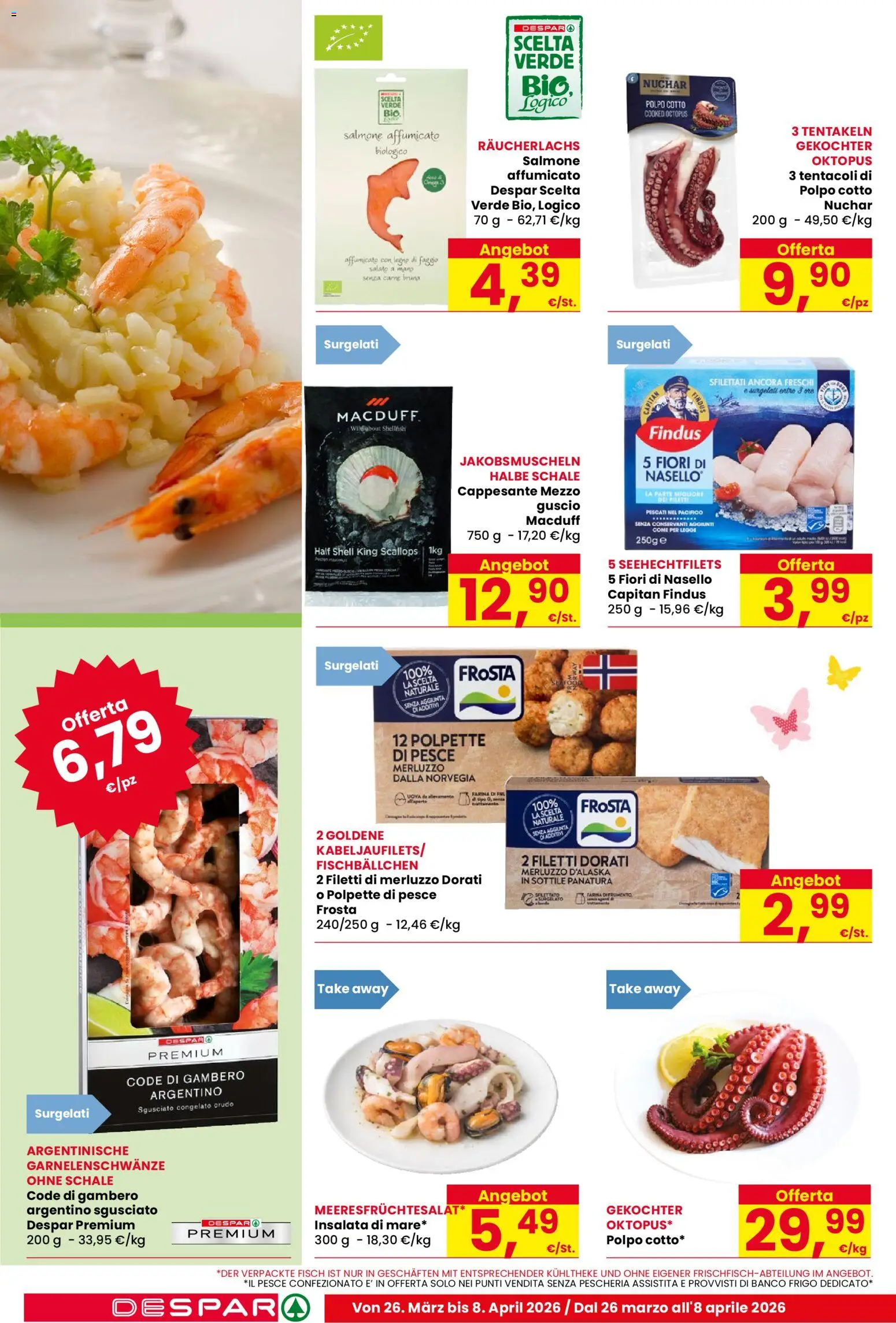 Volantino Despar del 26.03.2026 | Pagina: 4 | Prodotti: Pesce, Merluzzo, Insalata, Nasello