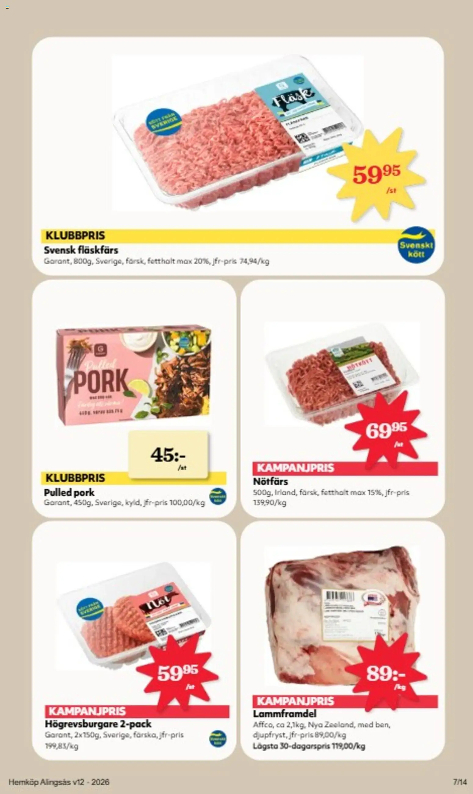 Hemköp reklamblad aktuell från 16.03.2026 | Sida: 3 | Produkter: Nötfärs, Fläsk