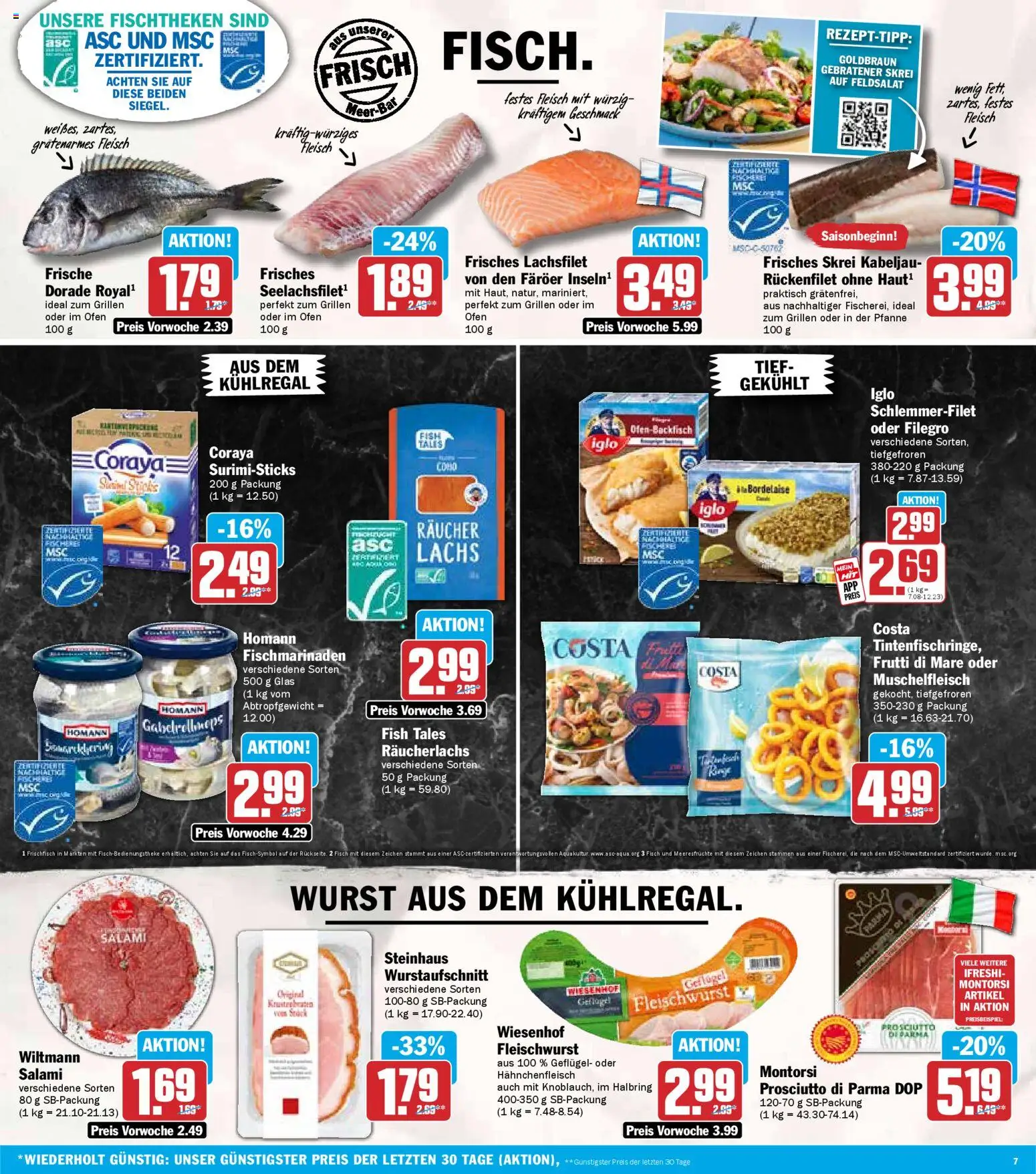 HIT Prospekt 	 – gültig ab 12.01.2026 | Seite: 7 | Produkte: Iglo, Lachs, Wurst, Salami