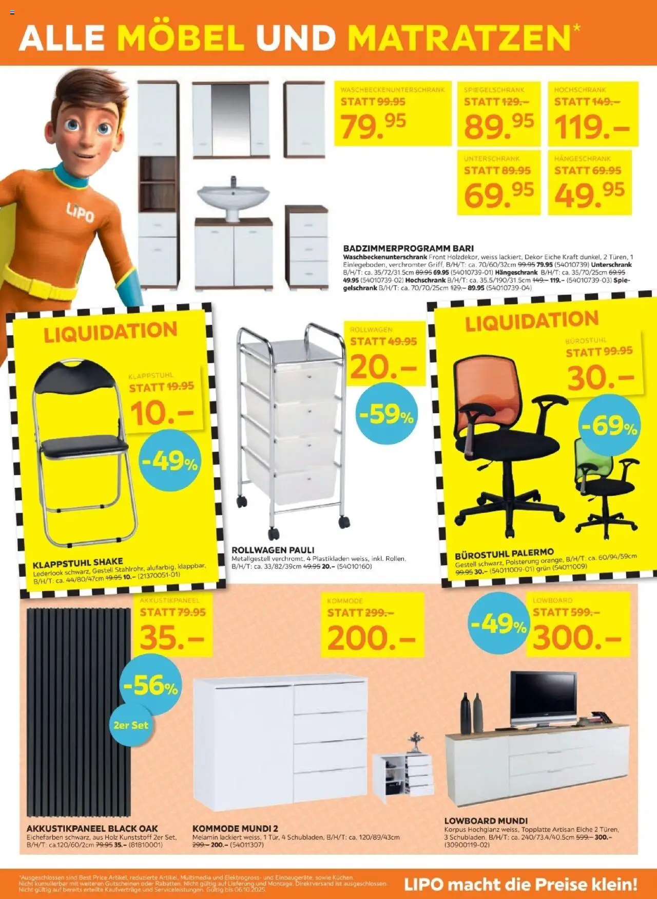 Lipo Aktionen – gültig ab 22.09.2025 | Seite: 7 | Produkte: Spiegelschrank, Hochschrank, Unterschrank, Lowboard