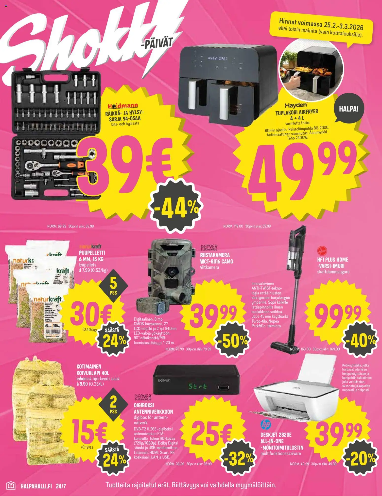 Halpa Halli tarjoukset – voimassa 25.02.2026 alkaen | Sivu: 12 | Tuotteet: Räikkä, Monitoimitulostin, Voi