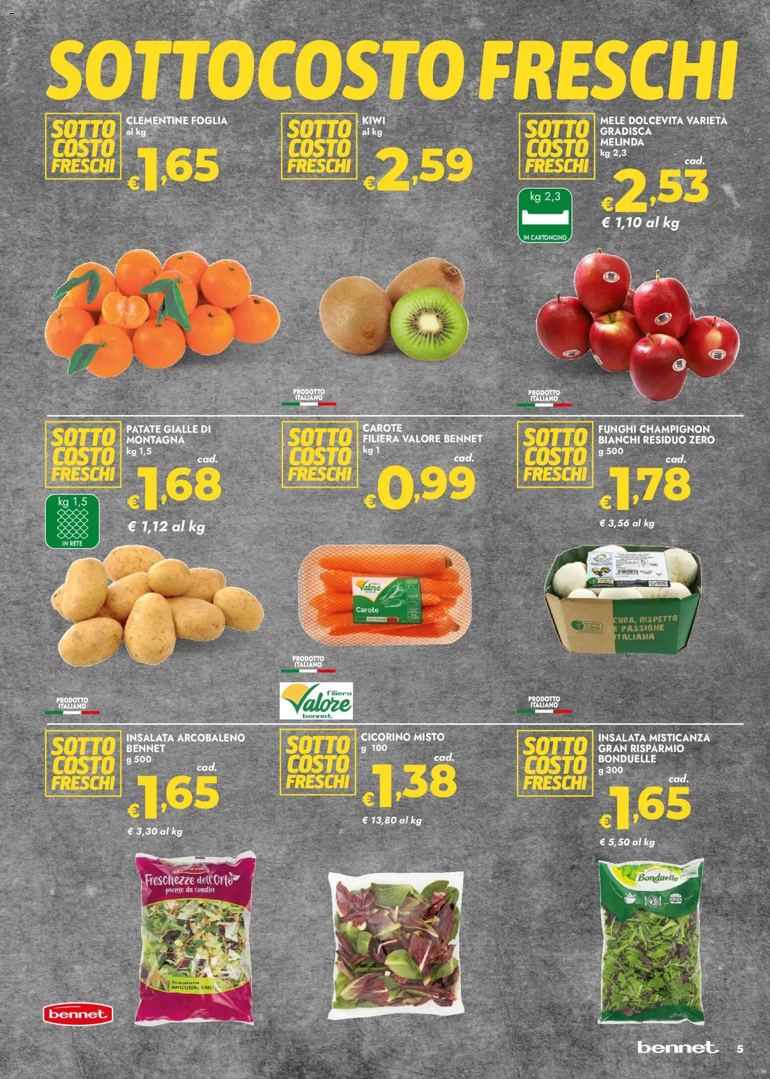 Volantino bennet del 15.01.2026 | Pagina: 5 | Prodotti: Misticanza, Mele, Insalata, Carote
