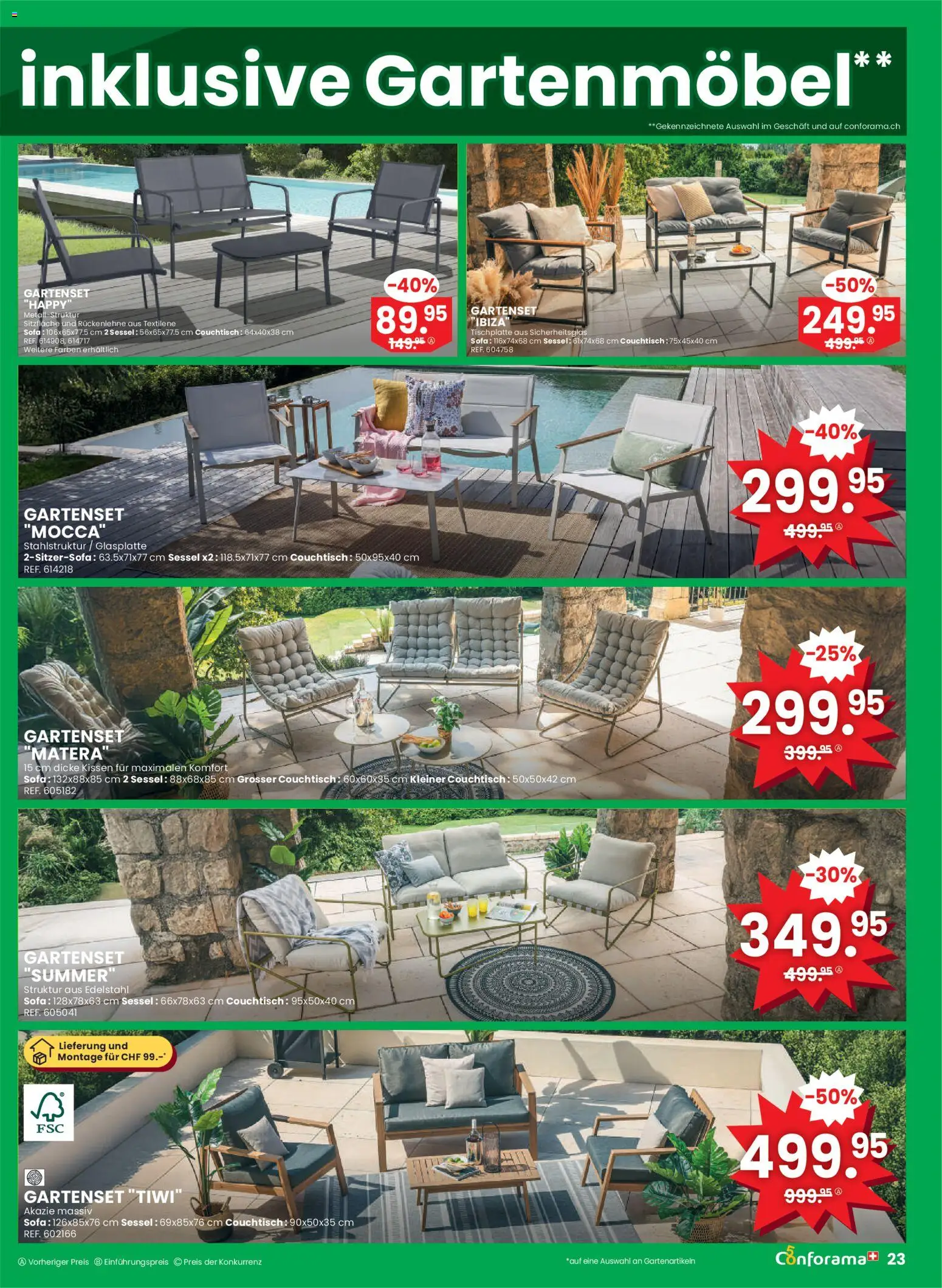 Conforama aktionen Primavera – gültig ab 01.04.2026 | Seite: 23 | Produkte: Kissen, Sofa, Sessel, Gartenmöbel