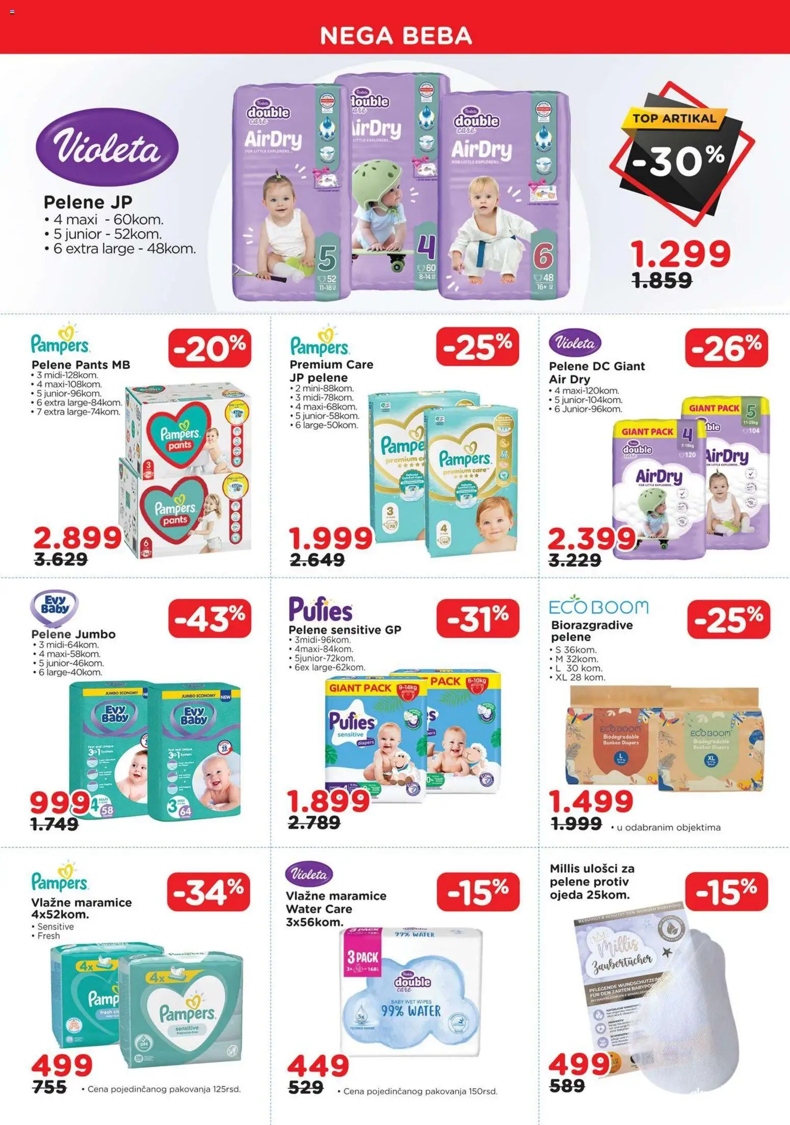 Aksa katalog - važi od 03.01.2026 | Strana: 8 | Proizvode: Pampers, Vlažne maramice, Pelene