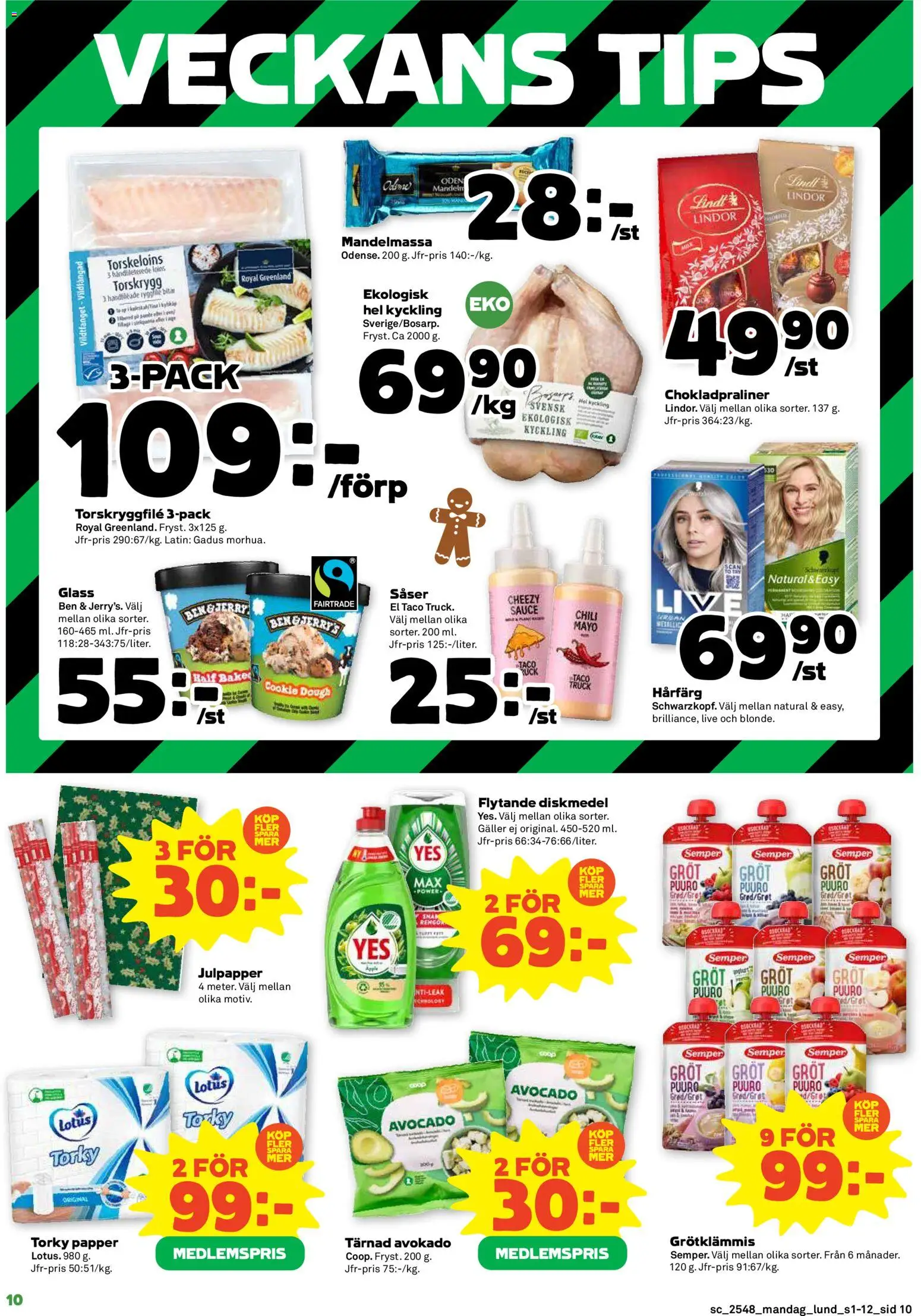 Stora Coop reklamblad aktuell från 24.11.2025 | Sida: 10 | Produkter: Avocado, Hårfärg, Papper, Glass